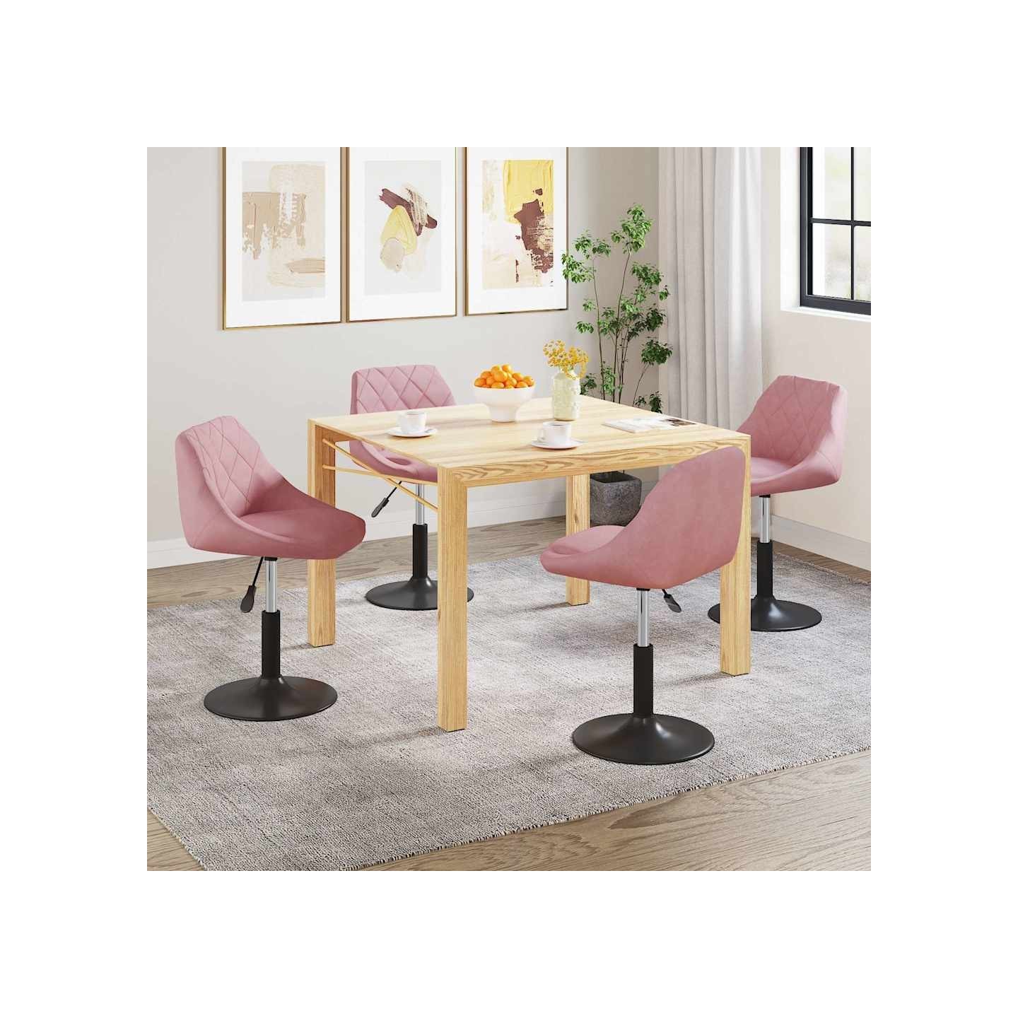 Chaises pivotantes à manger lot de 4 rose velours