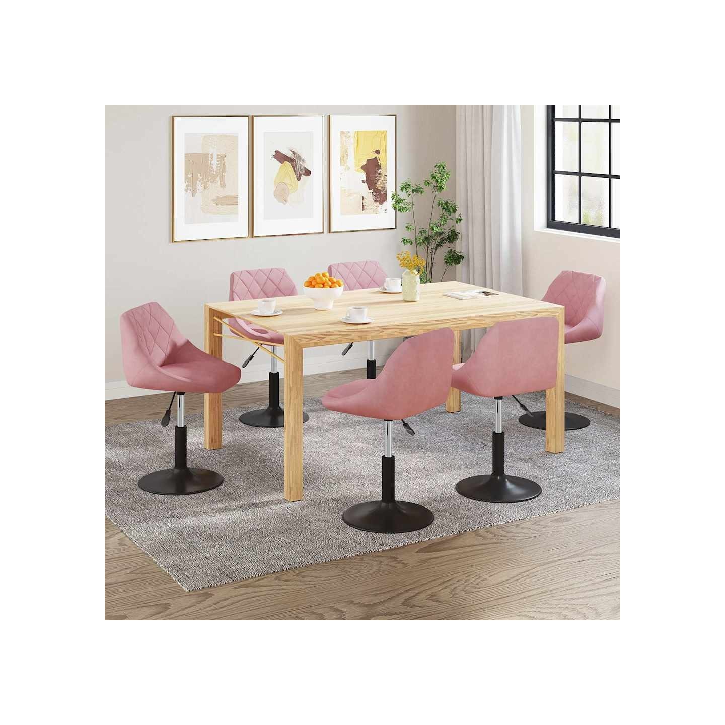 Chaises pivotantes à manger lot de 6 rose velours