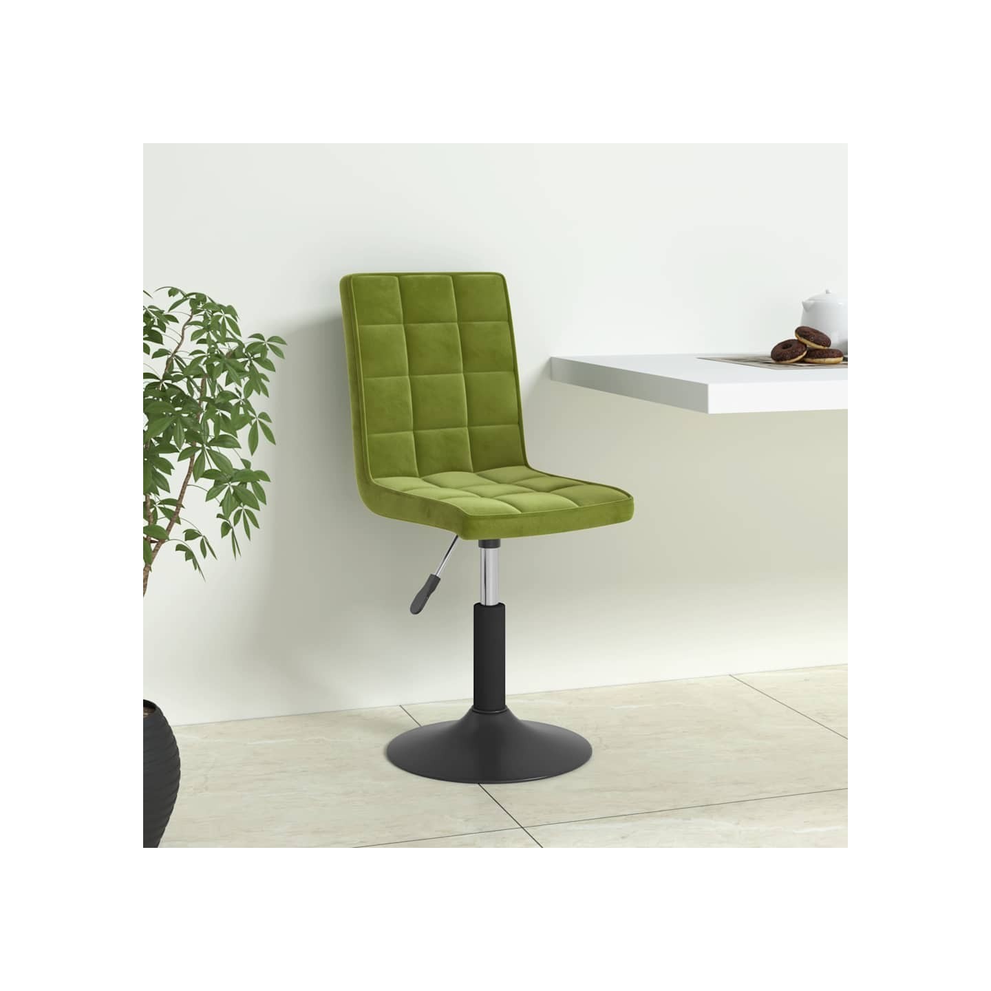 Chaises pivotantes à manger lot de 6 vert clair velours