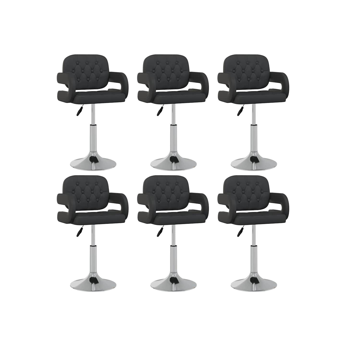 Chaises pivotantes à manger lot de 6 noir similicuir