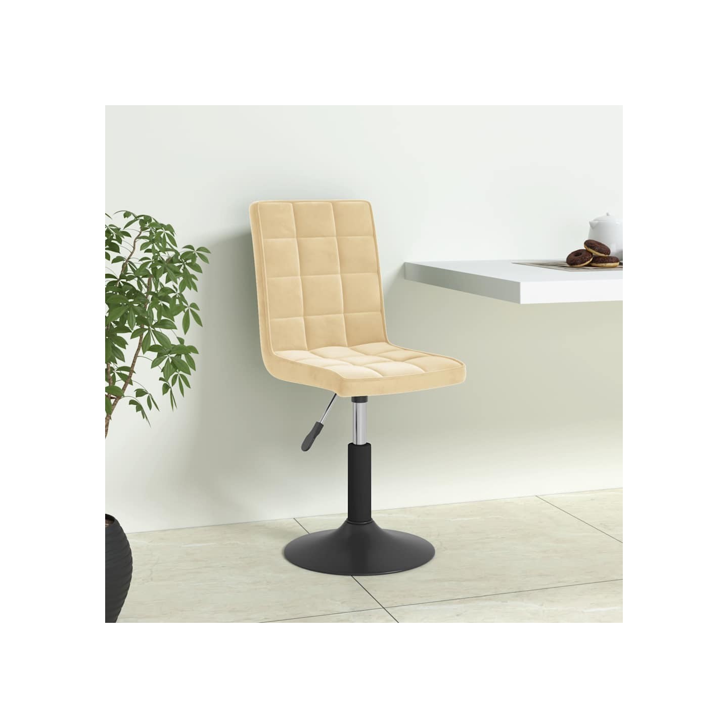 Chaises pivotantes à manger lot de 4 crème velours
