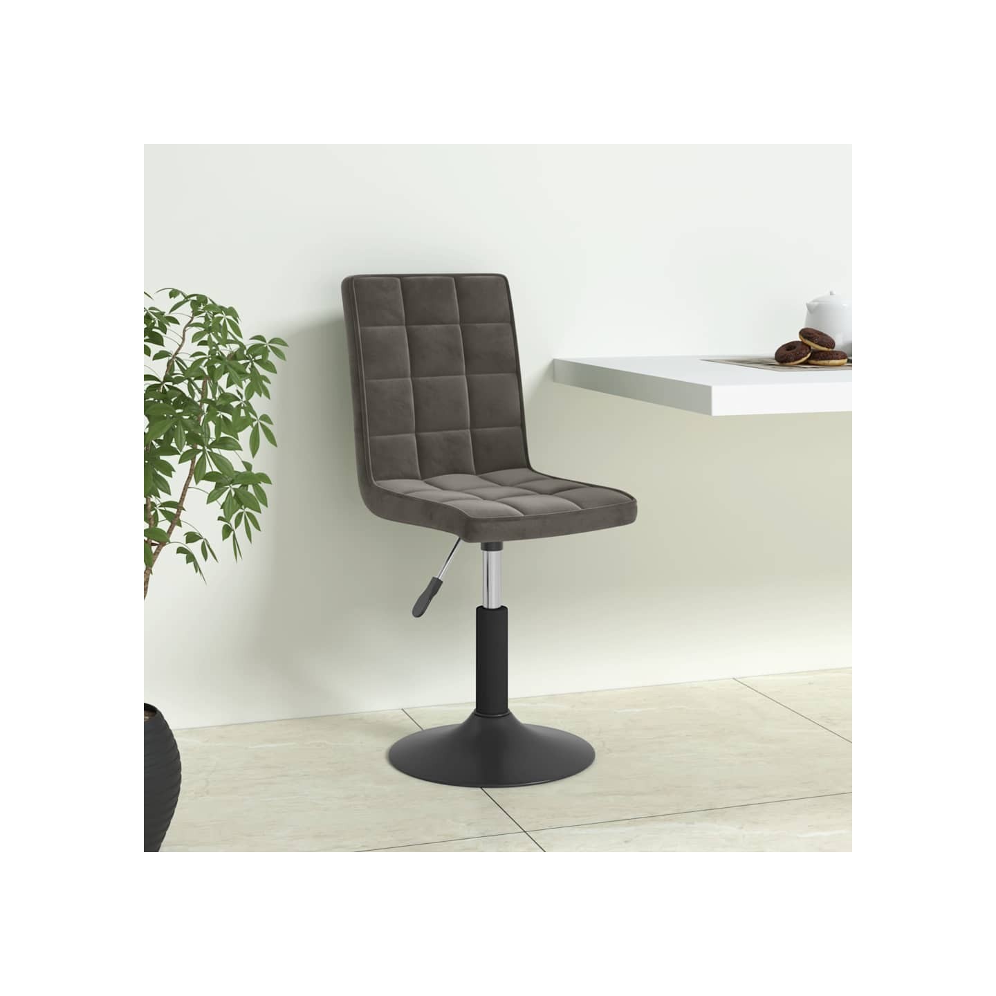 Chaises pivotantes à manger lot de 4 gris foncé velours