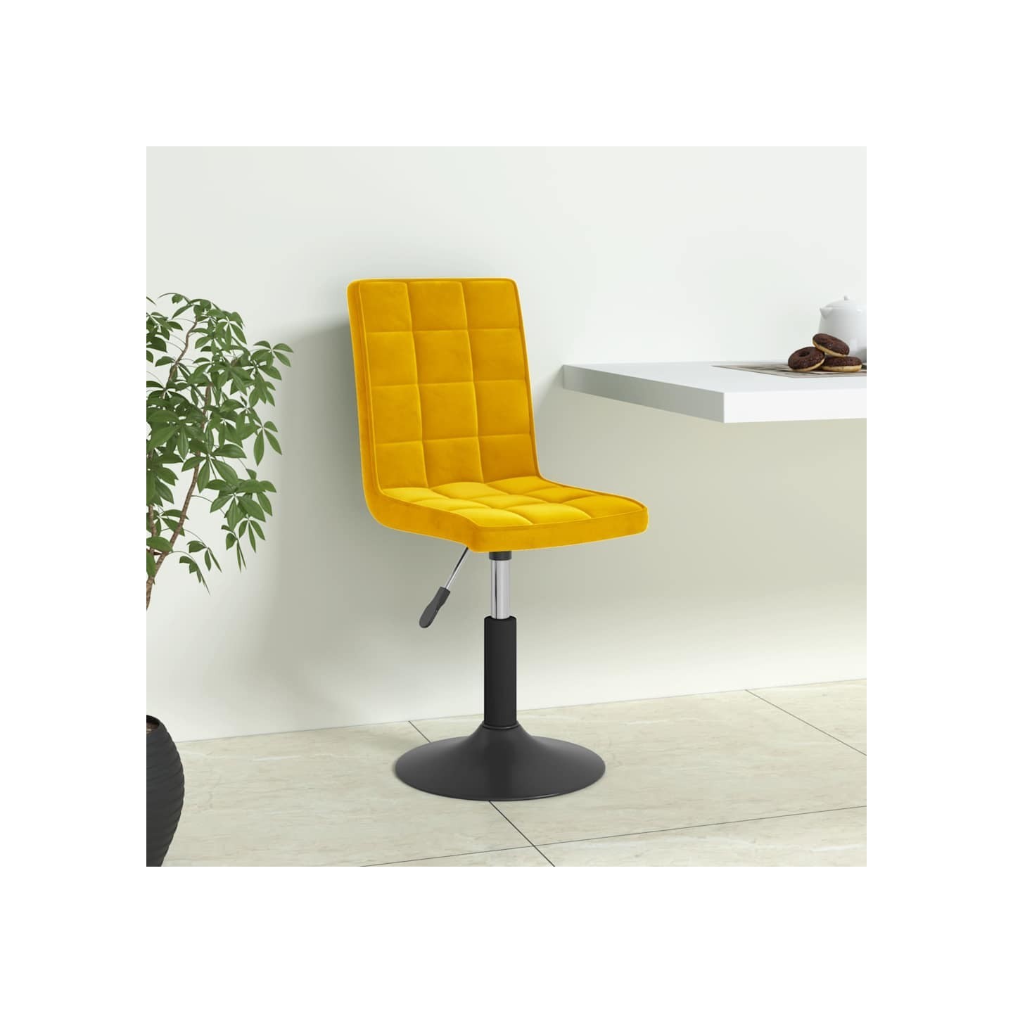 Chaises à manger pivotantes lot de 4 jaune moutarde velours