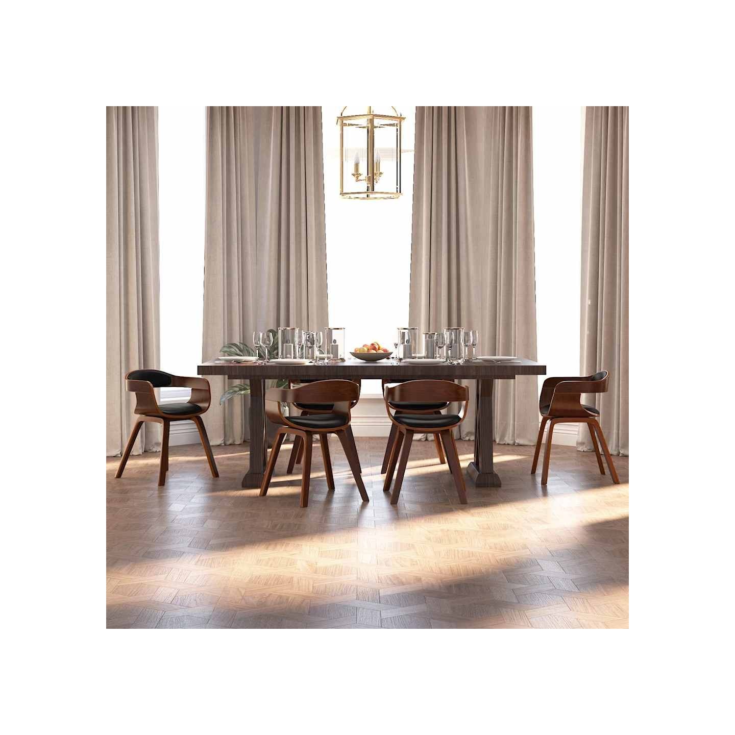 Chaises à manger lot de 6 noir bois courbé et similicuir