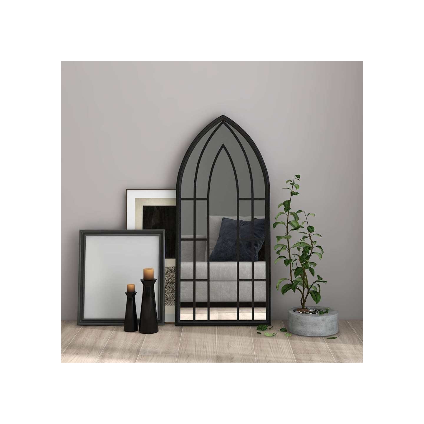 Miroir Noir 100x45 cm Fer pour utilisation à l'intérieur