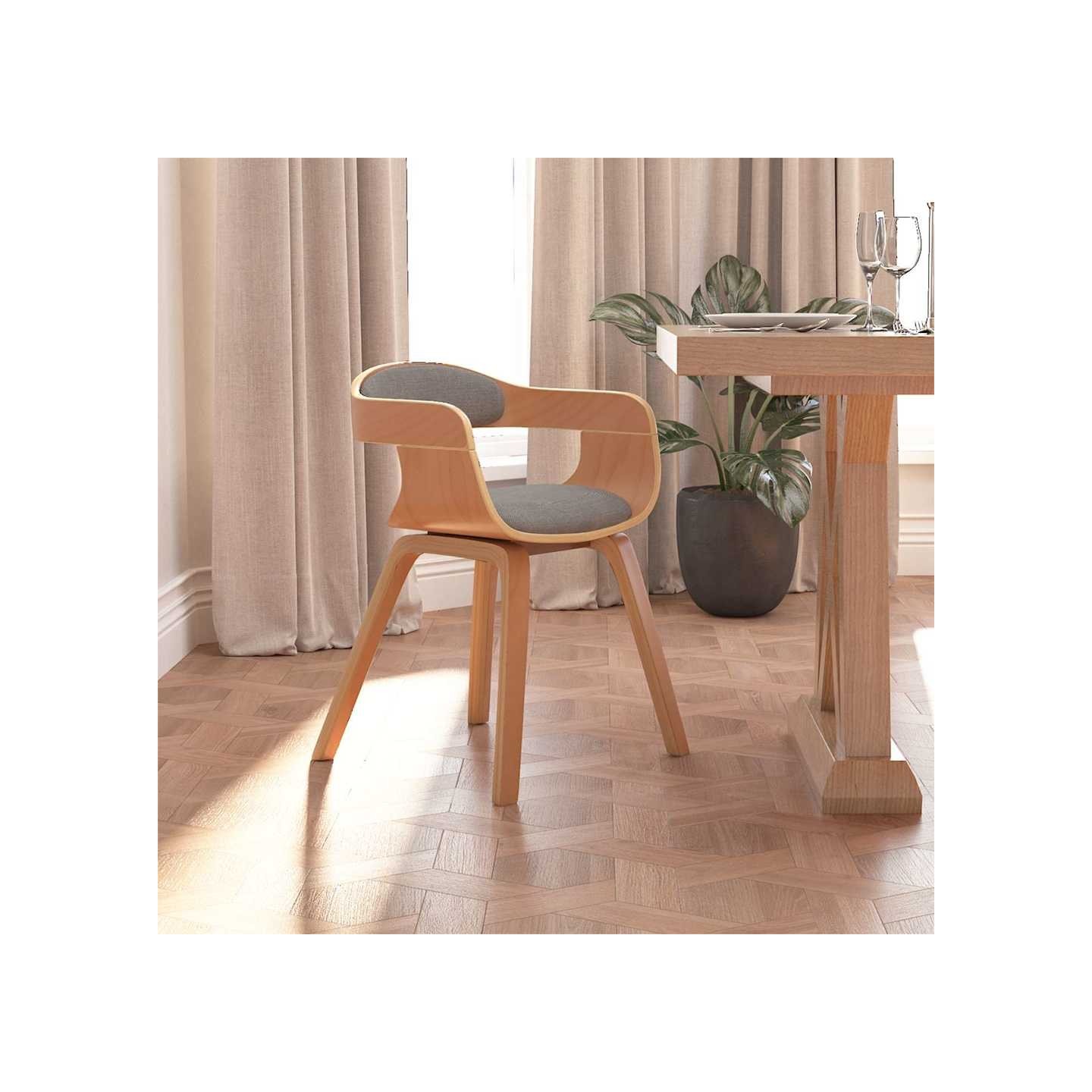 Chaise à manger Taupe Bois courbé et tissu