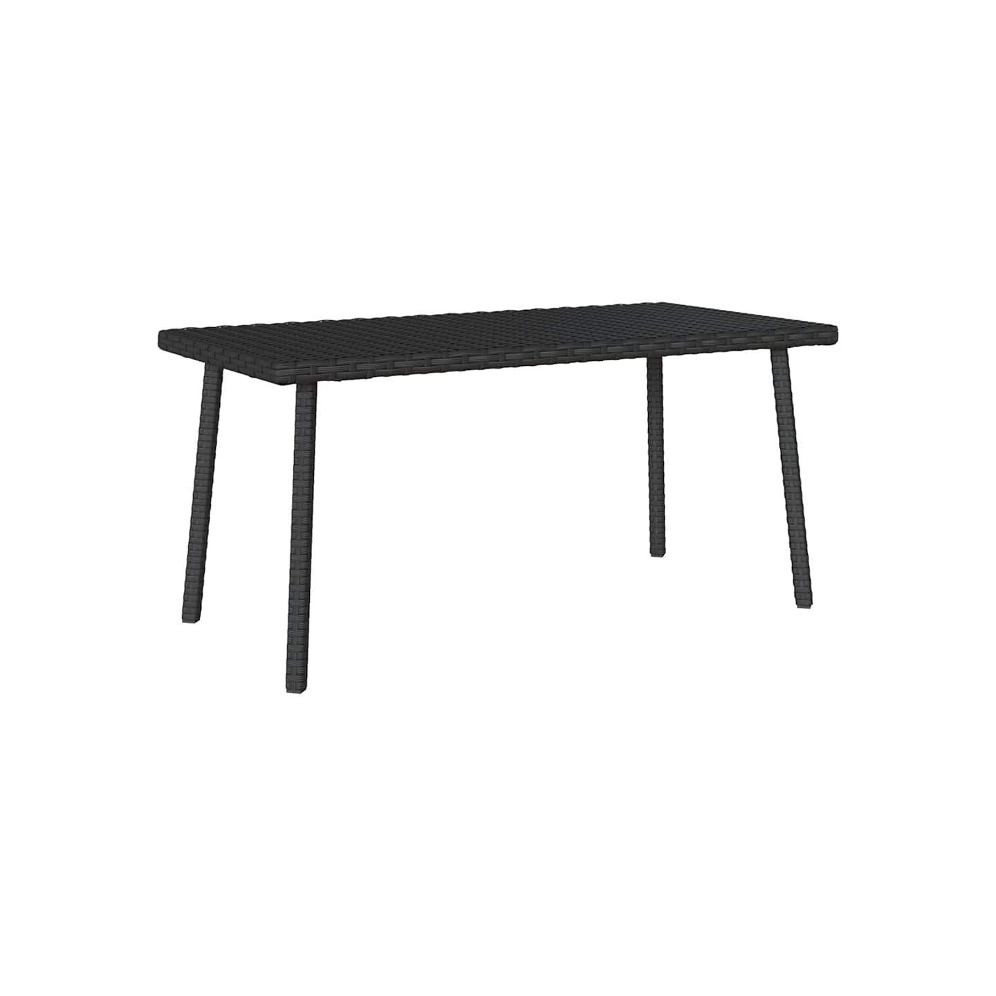 Table basse de jardin rectangulaire noir 80x40x37 cm rotin