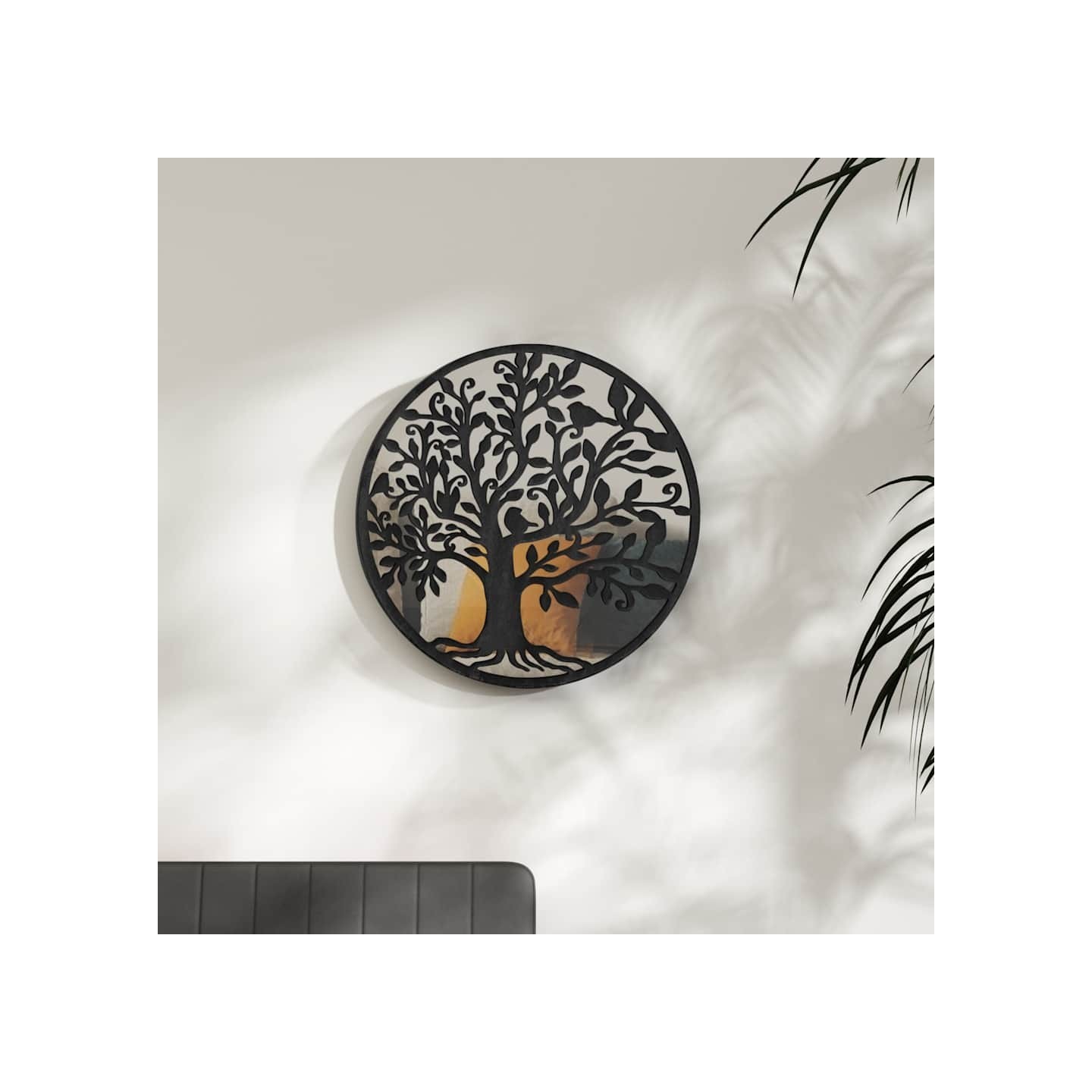 Miroir Noir 40x2,5 cm Fer pour utilisation à l'intérieur