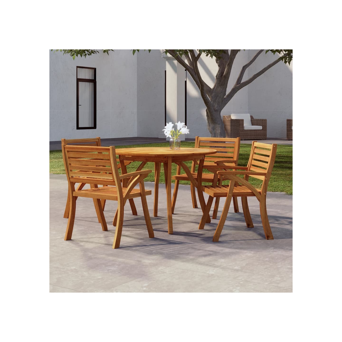 Table de jardin Ø 110 cm Bois d'acacia solide