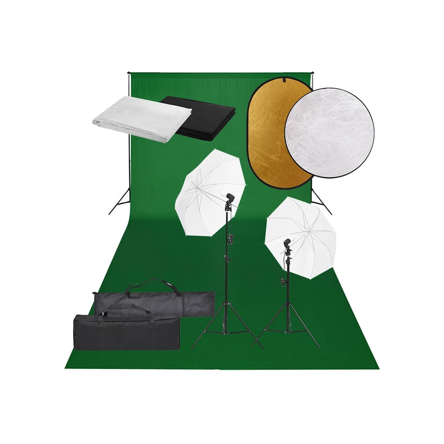 Kit de studio photo avec éclairage toile de fond et réflecteur