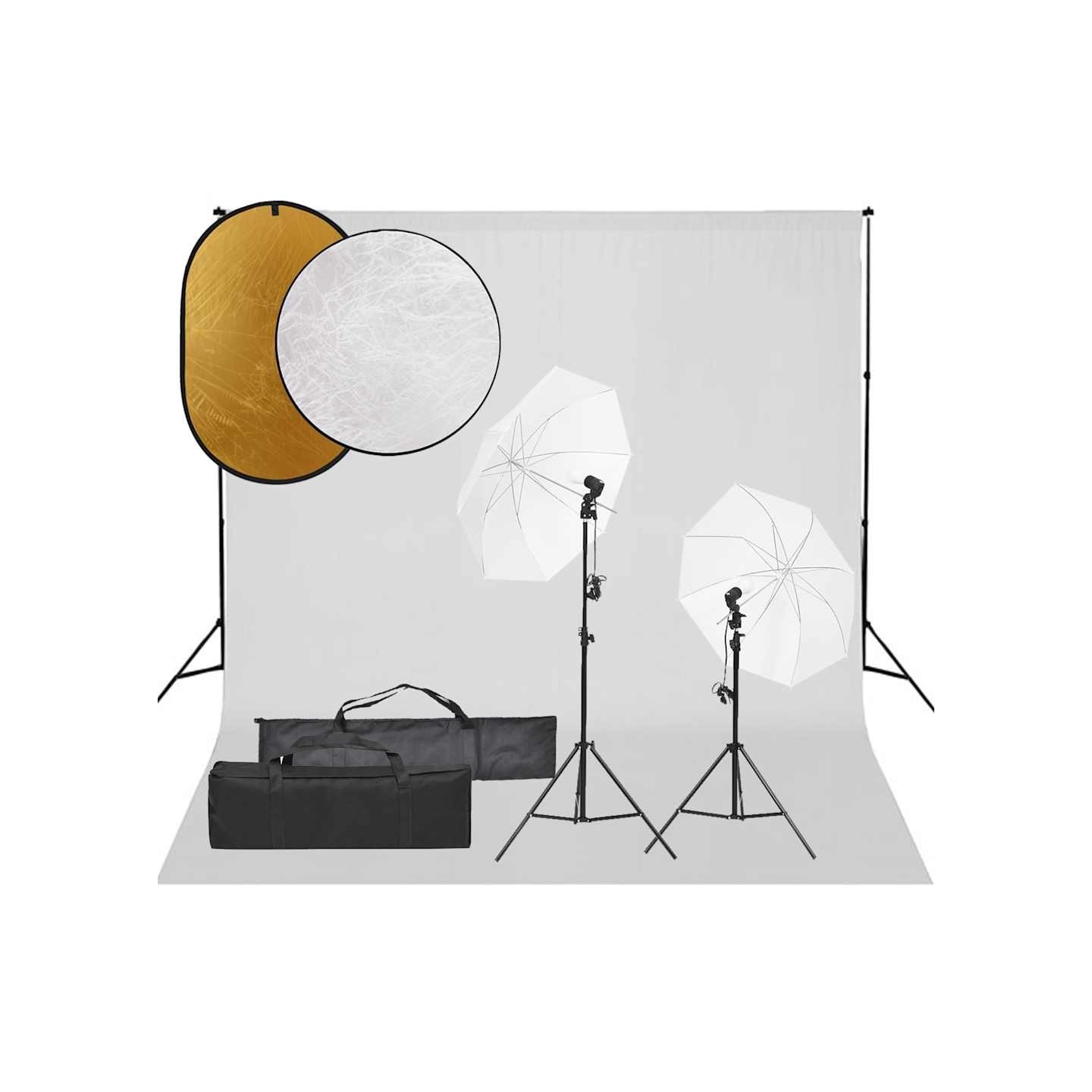 Kit de studio photo avec éclairage toile de fond et réflecteur