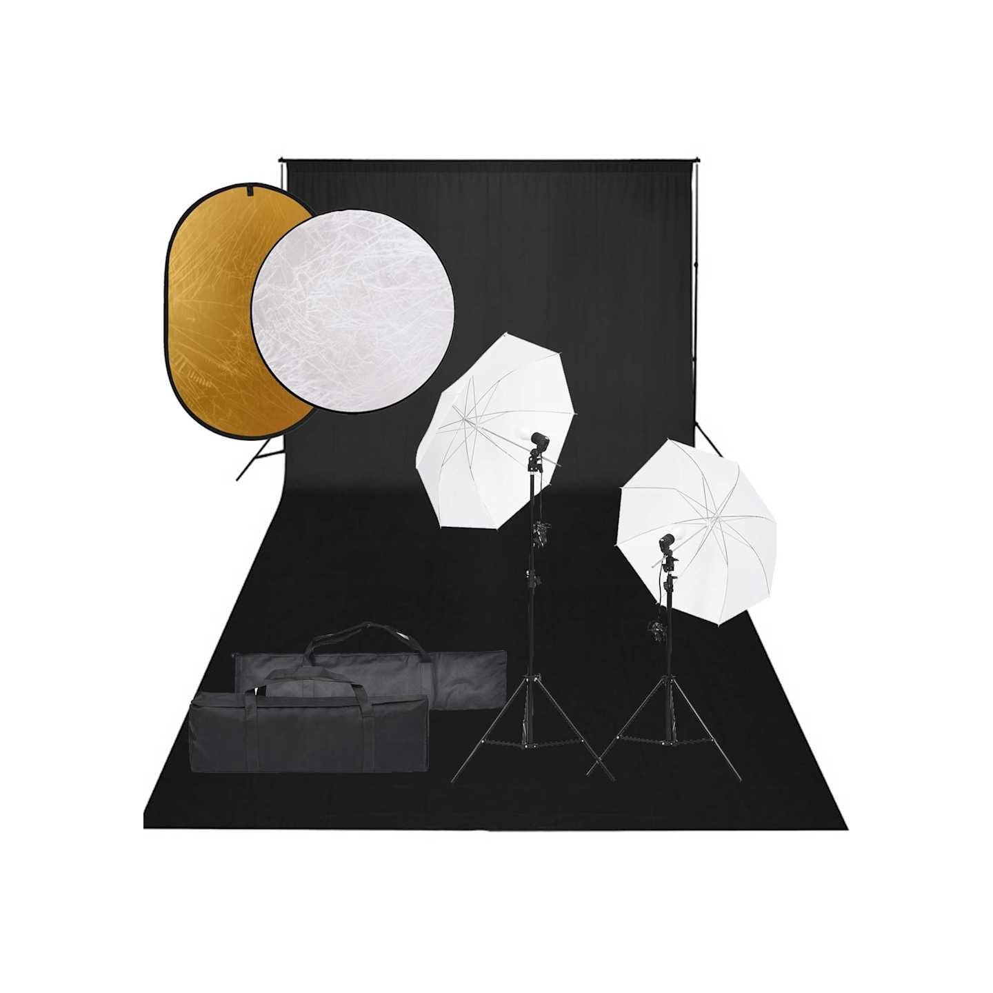 Kit de studio photo avec éclairage toile de fond et réflecteur