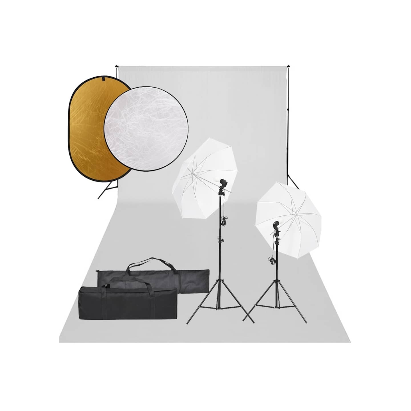 Kit de studio photo avec éclairage toile de fond et réflecteur