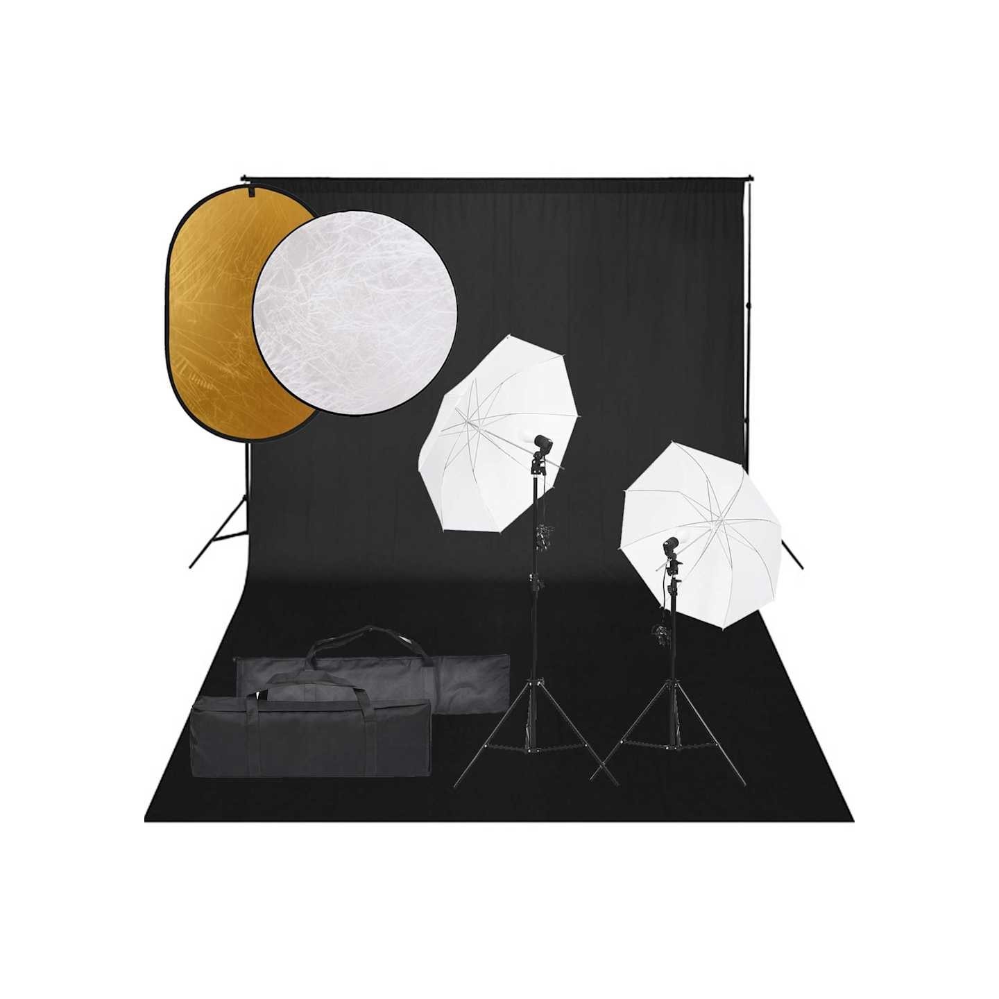 Kit de studio photo avec éclairage toile de fond et réflecteur