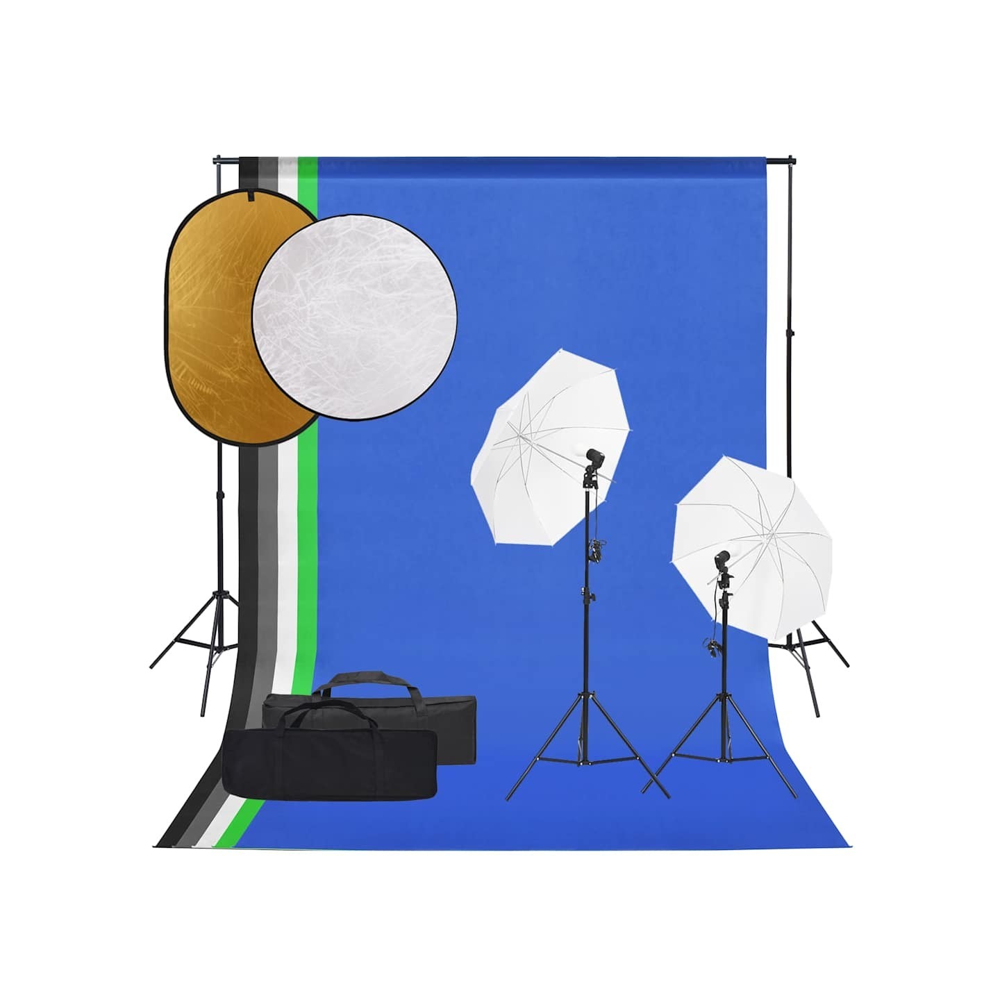 Kit de studio photo avec éclairage toile de fond et réflecteur