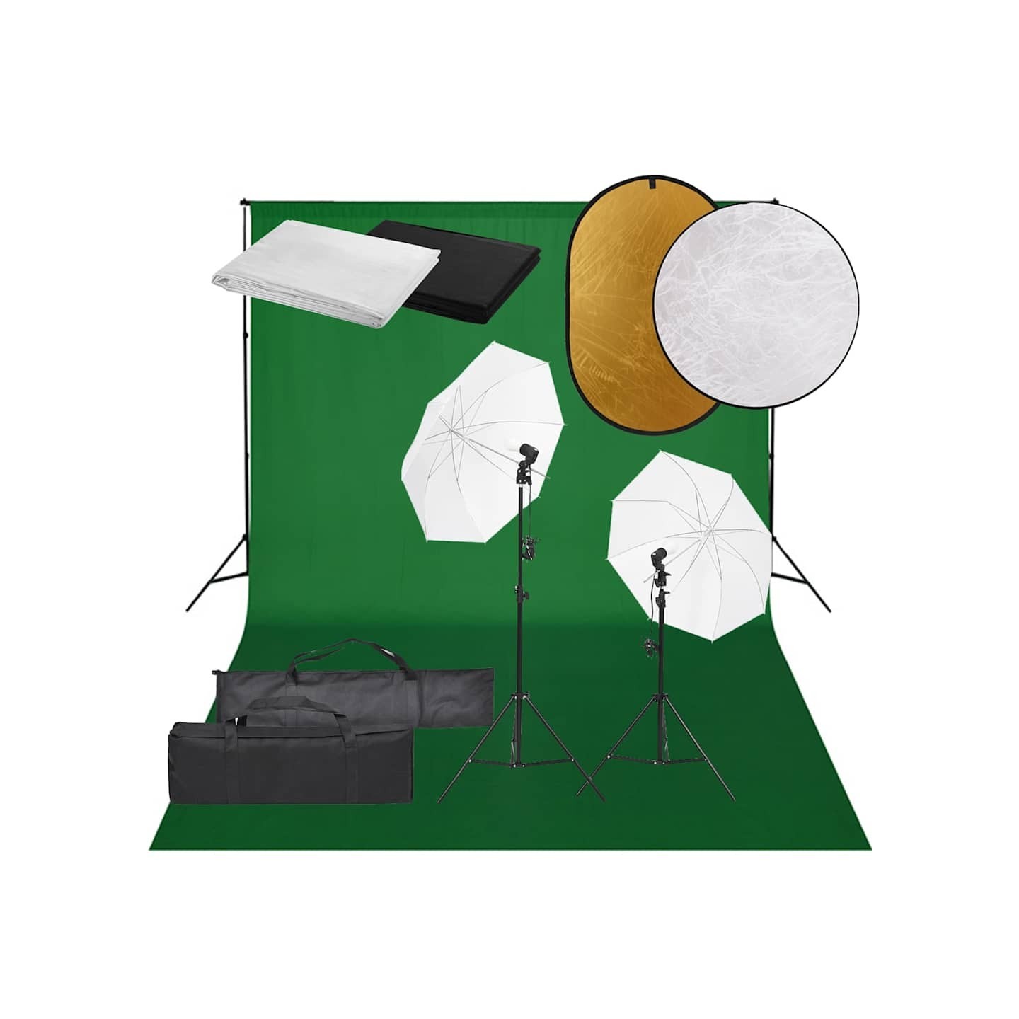 Kit de studio photo avec éclairage toile de fond et réflecteur