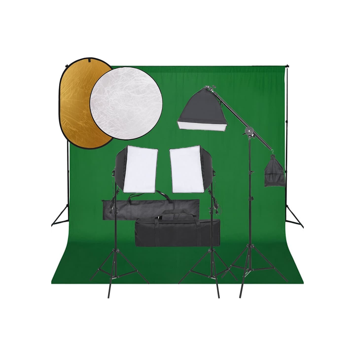 Kit de studio photo avec éclairage toile de fond et réflecteur