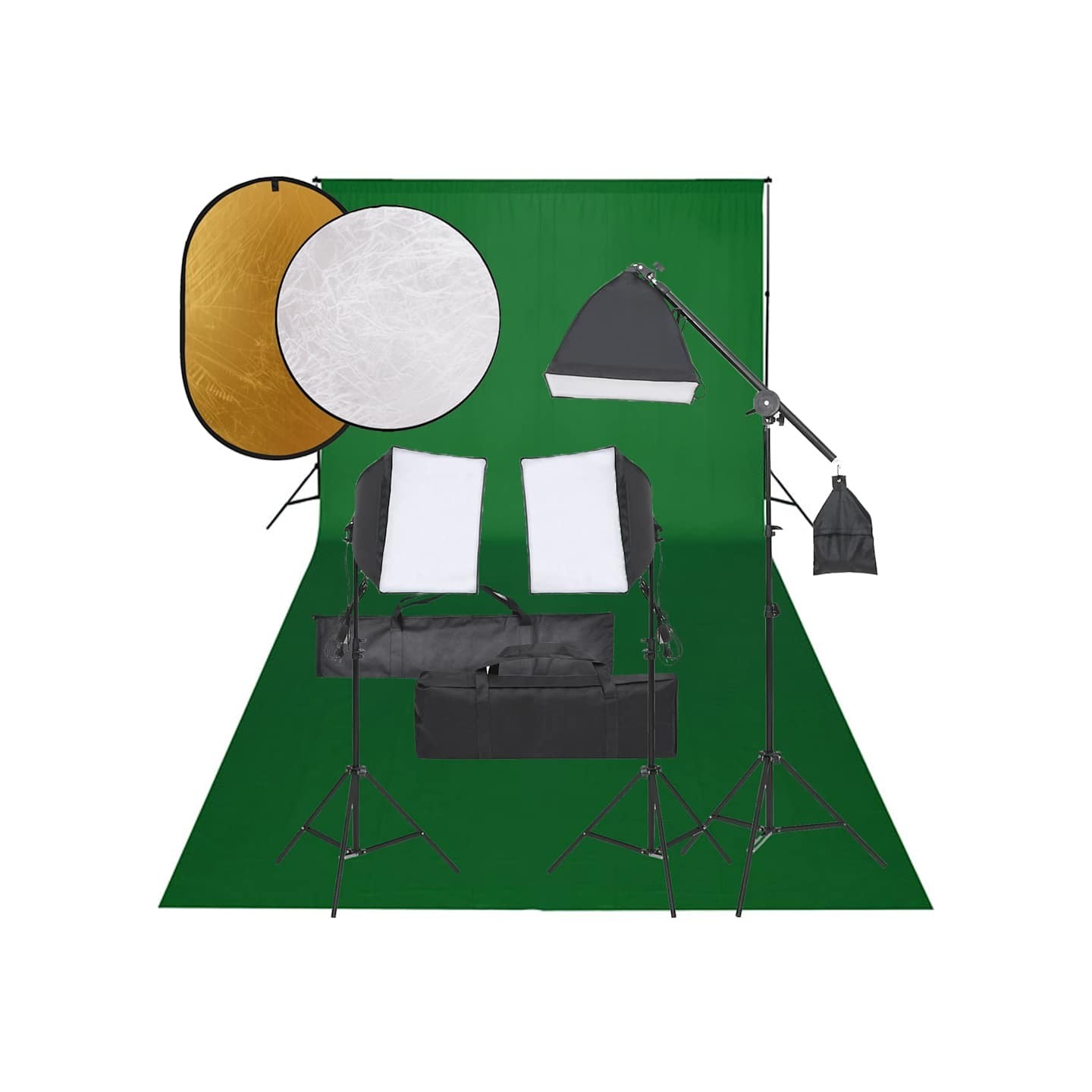 Kit de studio photo avec éclairage toile de fond et réflecteur