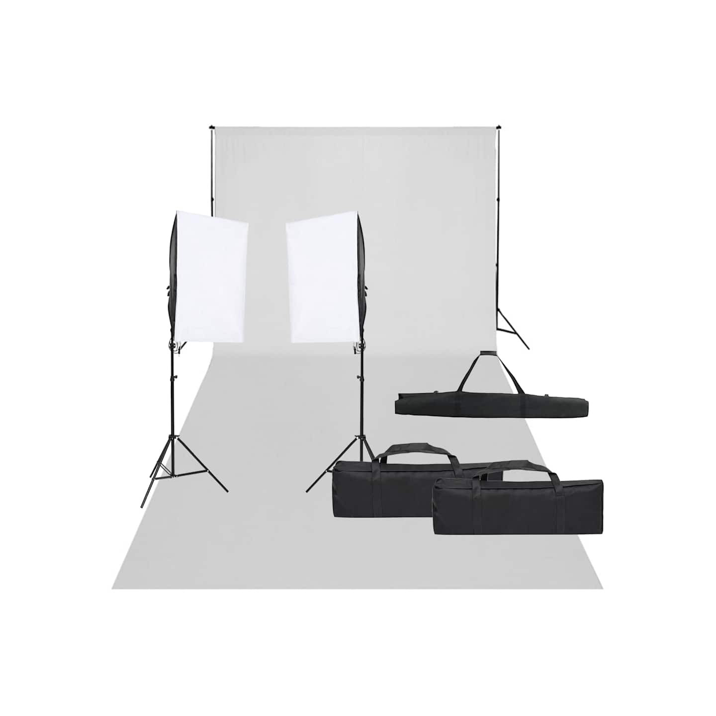 Kit de studio photo avec éclairage et toile de fond