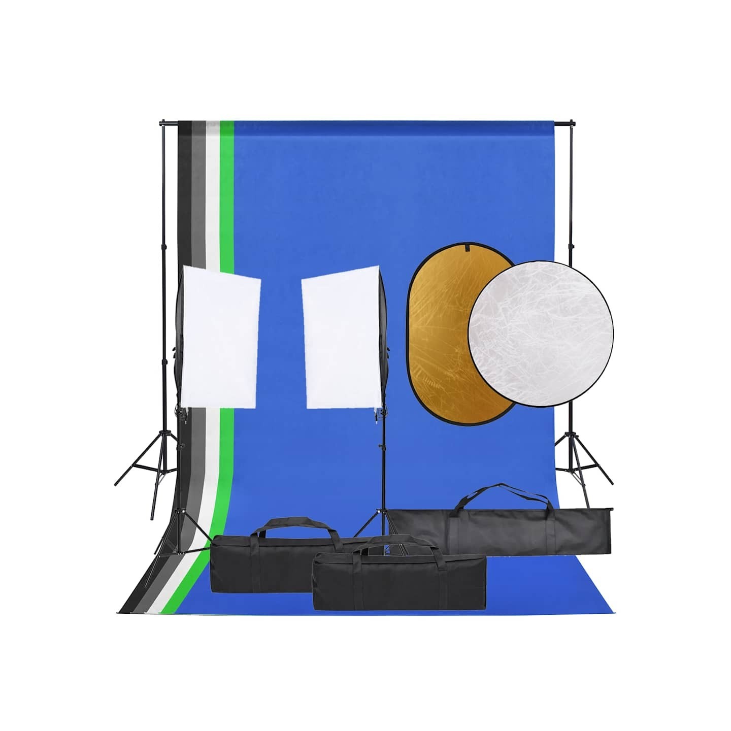 Kit de studio photo avec éclairage toile de fond et réflecteur