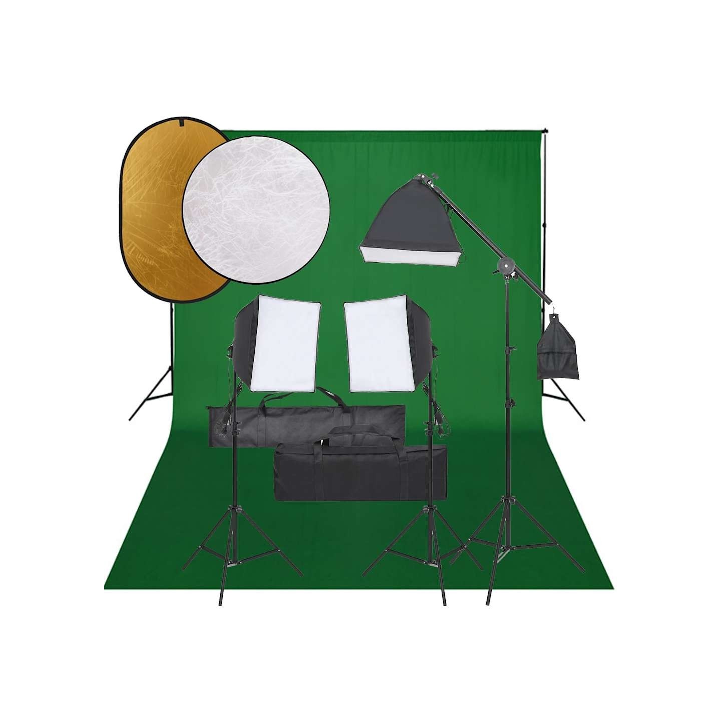 Kit de studio photo avec éclairage toile de fond et réflecteur