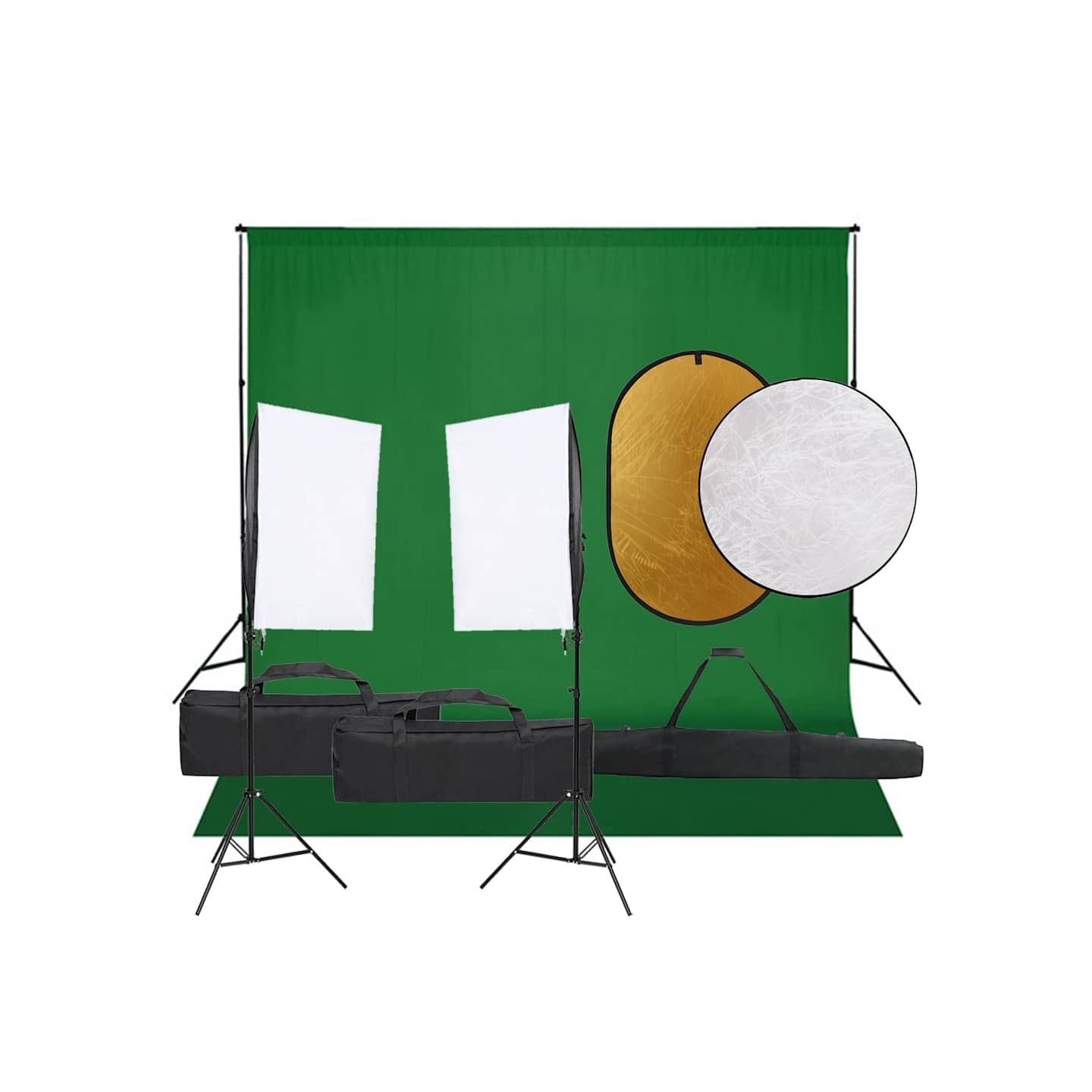 Kit de studio photo avec éclairage toile de fond et réflecteur