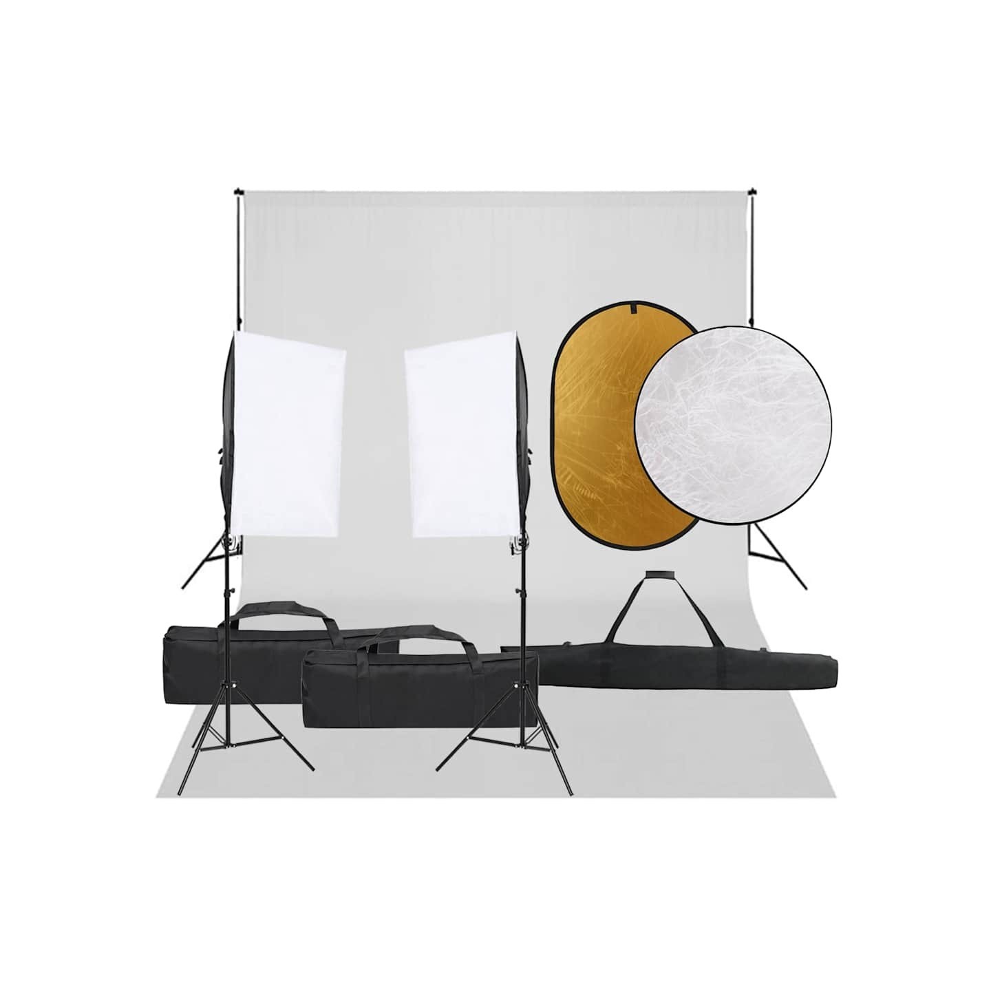 Kit de studio photo avec éclairage toile de fond et réflecteur