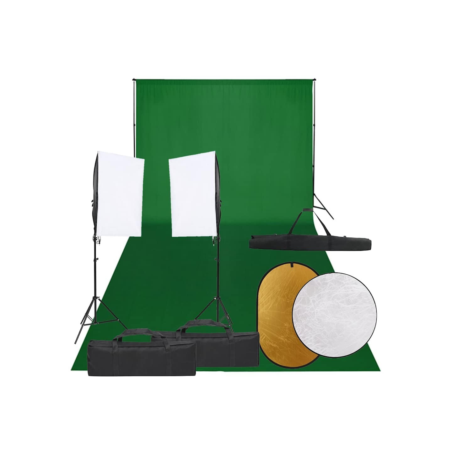 Kit de studio photo avec éclairage toile de fond et réflecteur