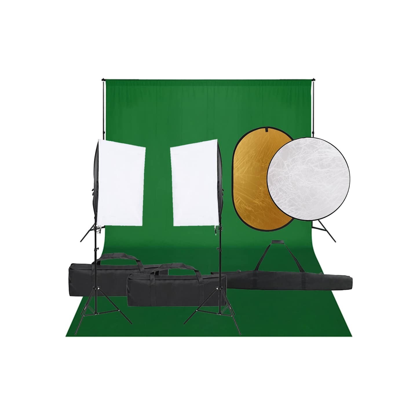 Kit de studio photo avec éclairage toile de fond et réflecteur