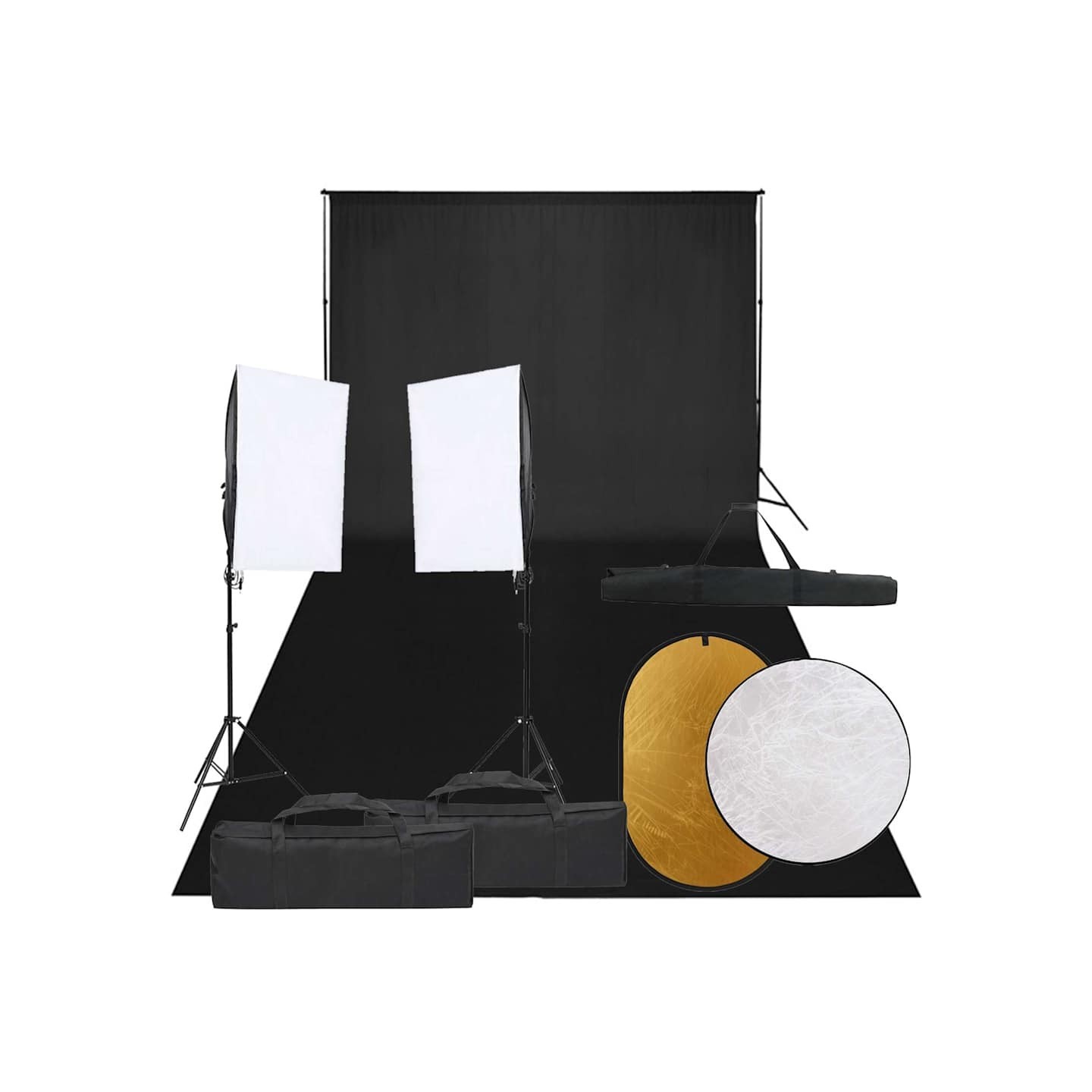 Kit de studio photo avec éclairage toile de fond et réflecteur