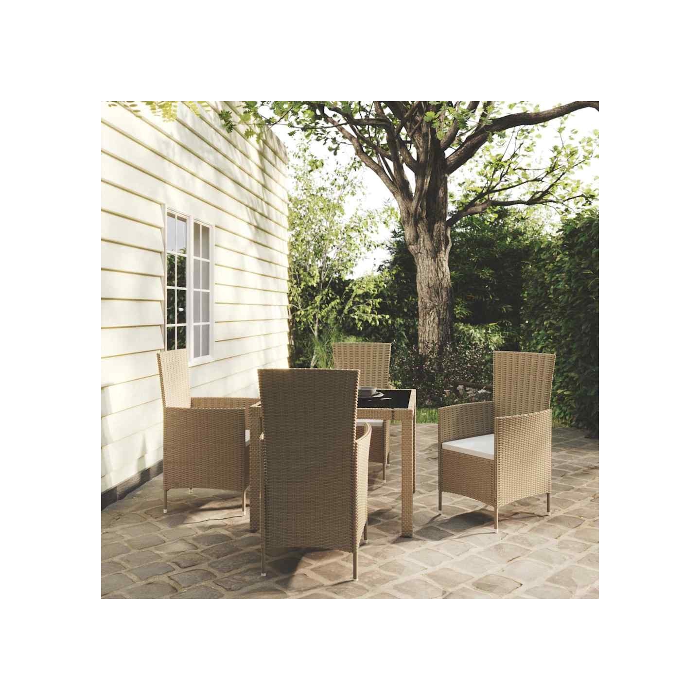 Ensemble à manger d'extérieur 5 pcs coussins Résine tressée