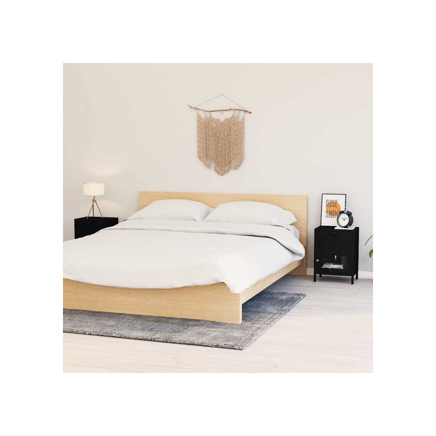 Tables de chevet 2 pcs Noir 40x30x54,5 cm Acier et verre