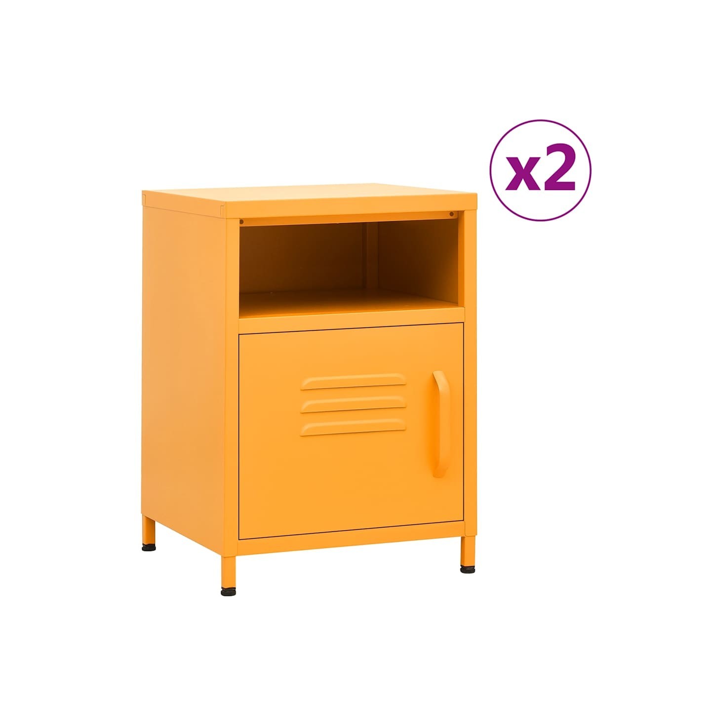 Tables de chevet 2 pcs Jaune moutarde 35x35x51 cm Acier