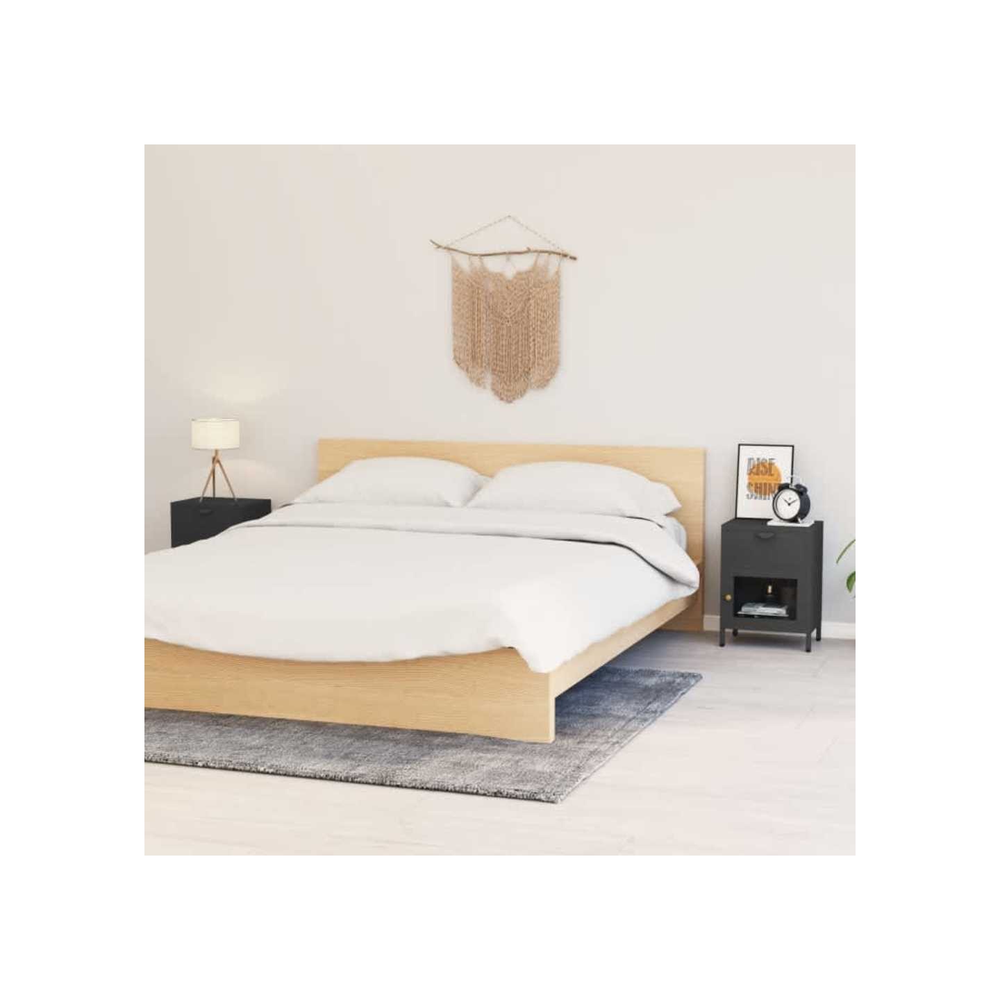 Tables de chevet 2 pcs Anthracite 40x30x54,5 cm Acier et verre