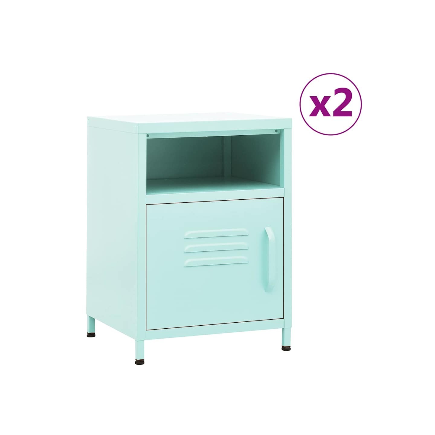 Tables de chevet 2 pcs Vert menthe 35x35x51 cm Acier
