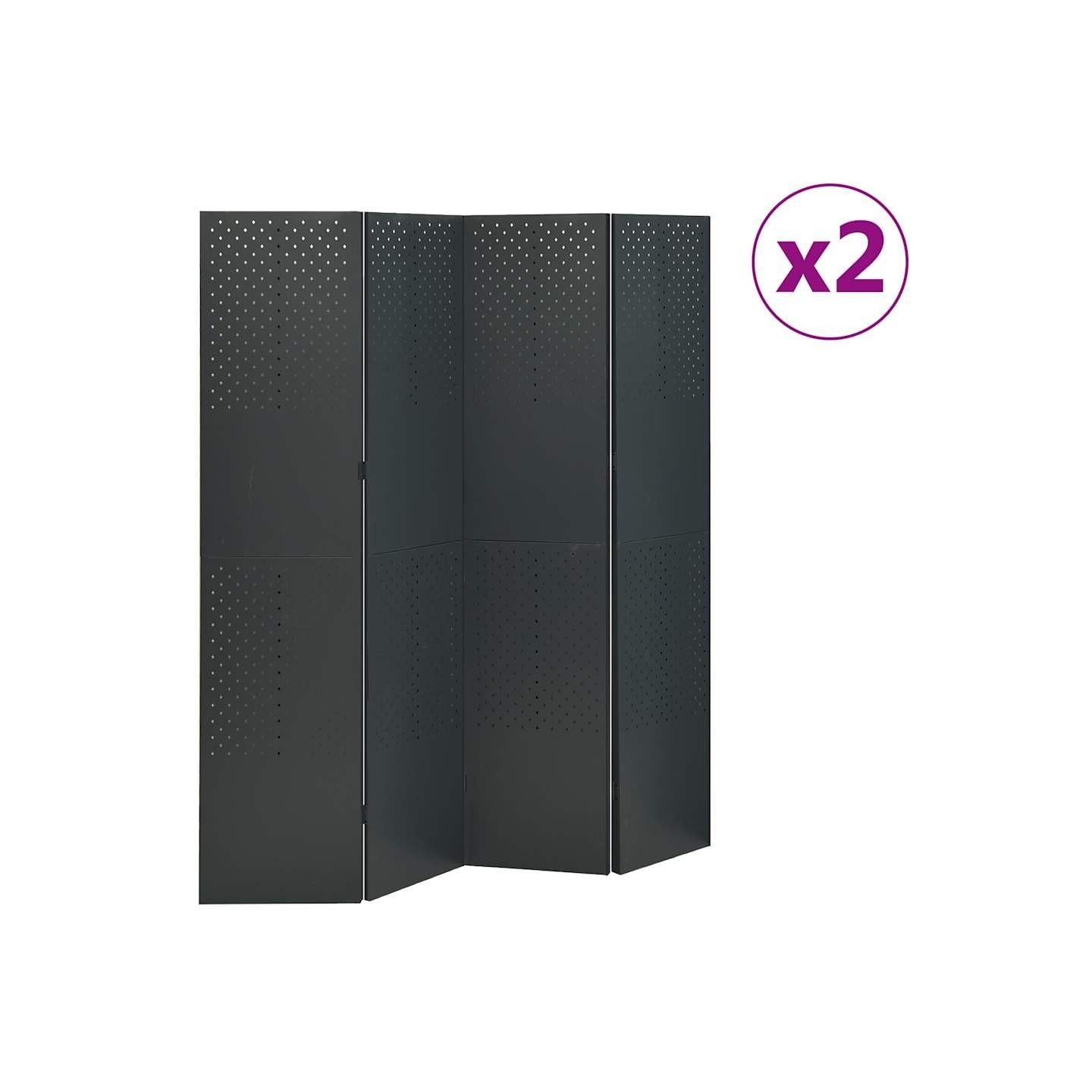 Cloisons de séparation 4 panneaux 2 pcs Anthracite 160x180 cm