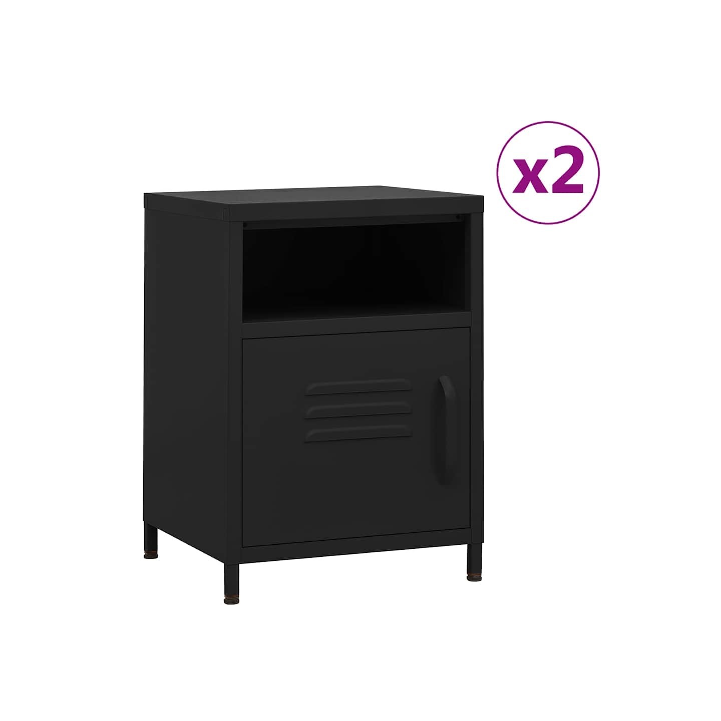 Tables de chevet 2 pcs Noir 35x35x51 cm Acier