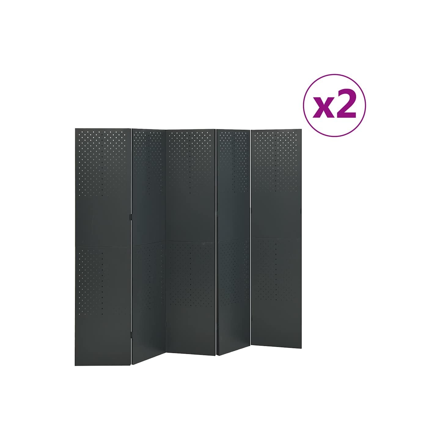 Cloisons de séparation 5 panneaux 2 pcs Anthracite 200x180 cm