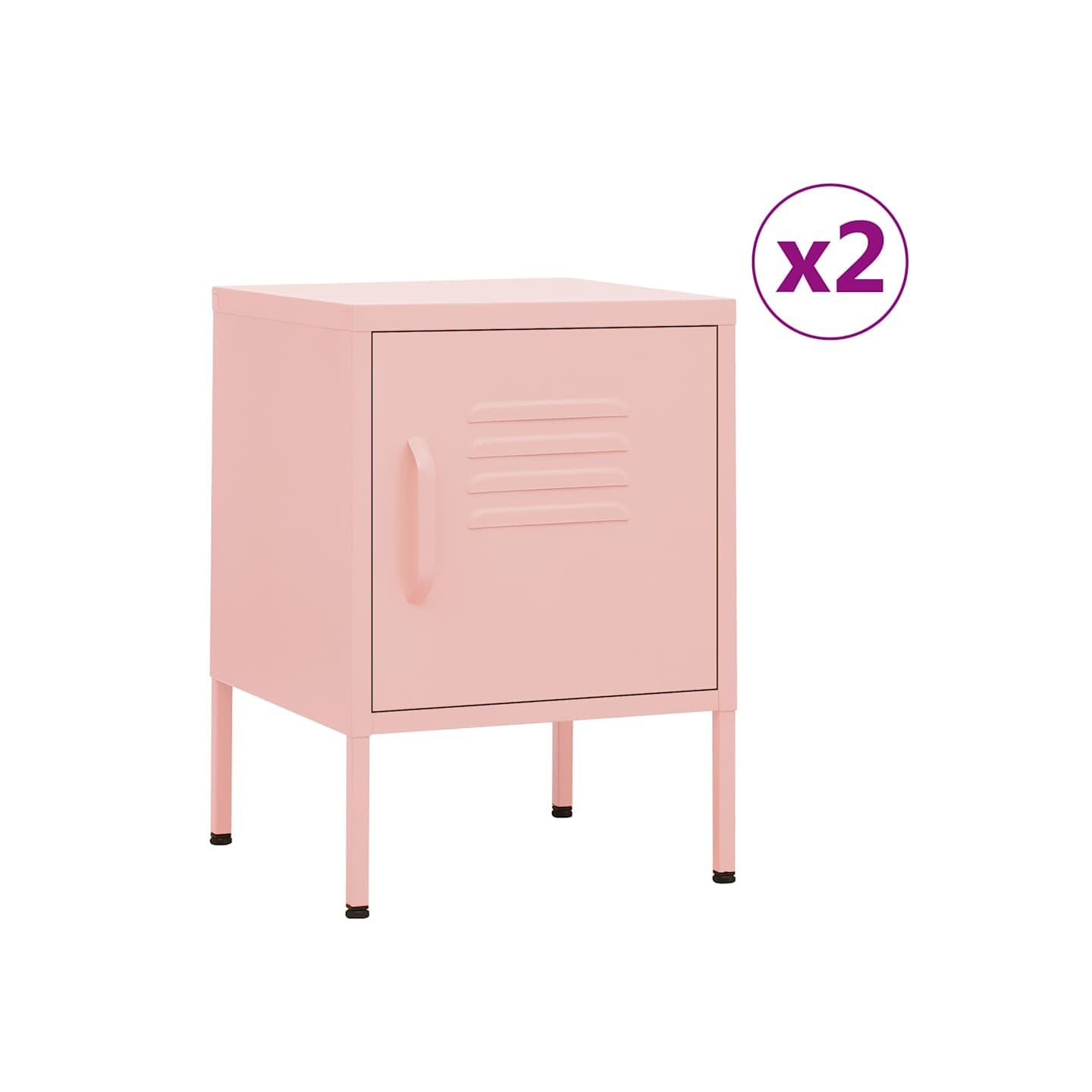 Tables de chevet 2 pcs Rose 35x35x51 cm Acier