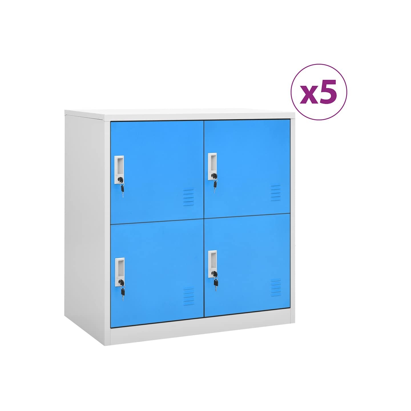 Armoires à casiers 5 pcs Gris clair et bleu 90x45x92,5 cm Acier