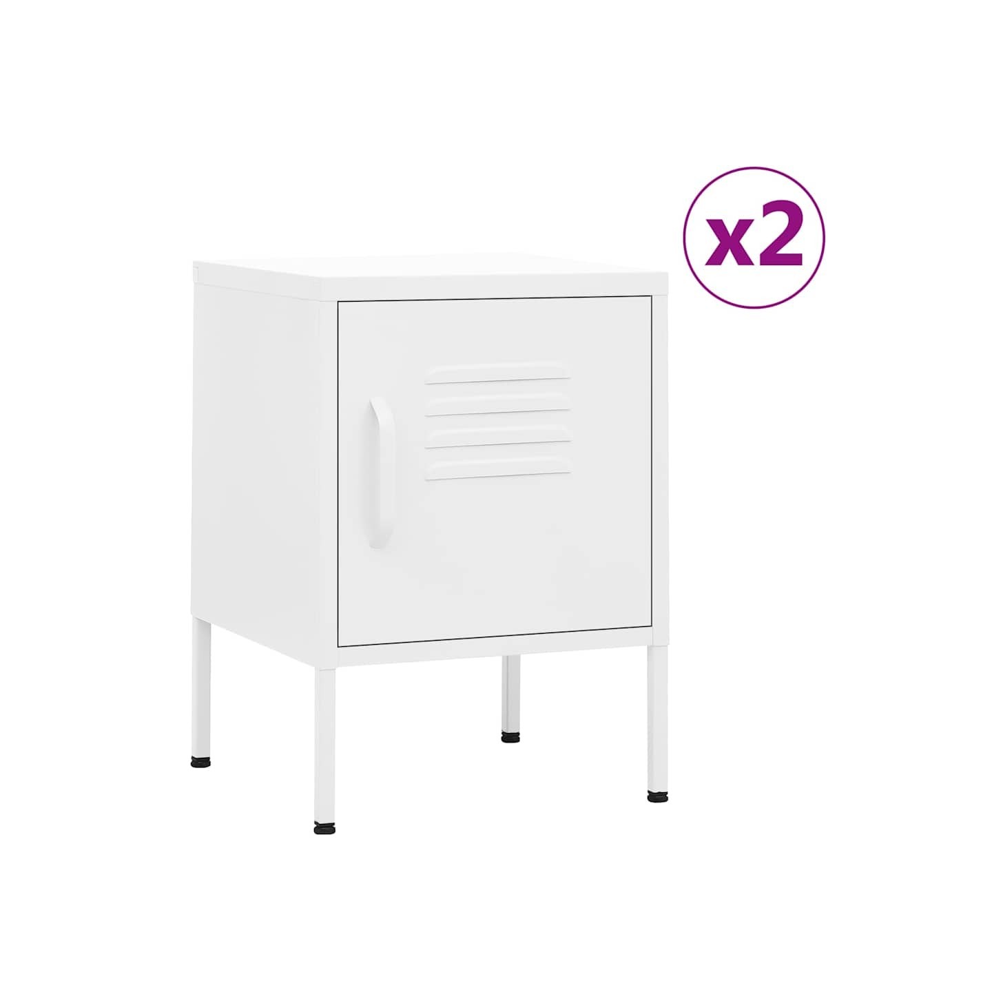 Tables de chevet 2 pcs Blanc 35x35x51 cm Acier