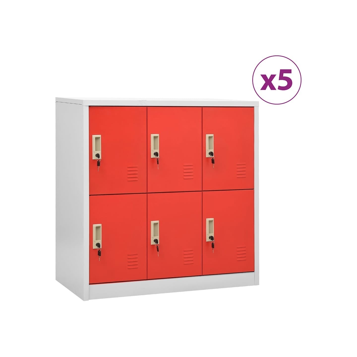 Armoires à casiers 5 pcs Gris clair et rouge 90x45x92,5cm Acier