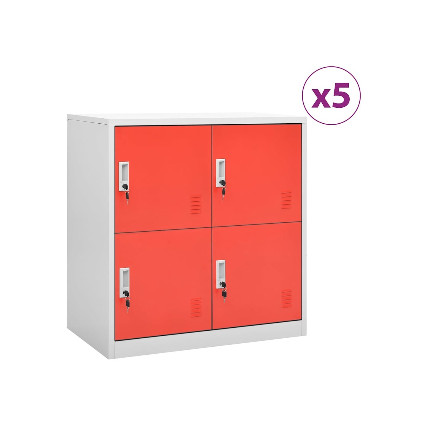 Armoires à casiers 5 pcs Gris clair et rouge 90x45x92,5cm Acier