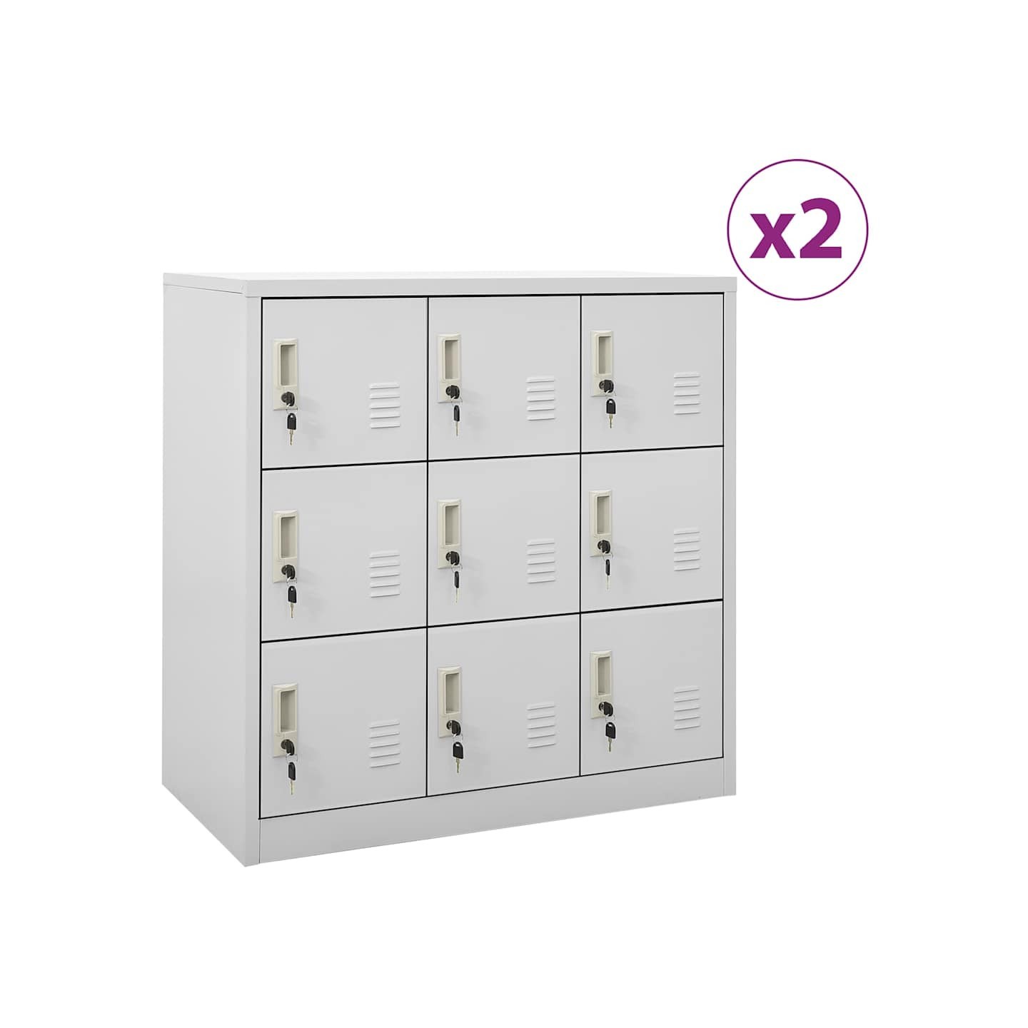 Armoires à casiers 2 pcs Gris clair 90x45x92,5 cm Acier