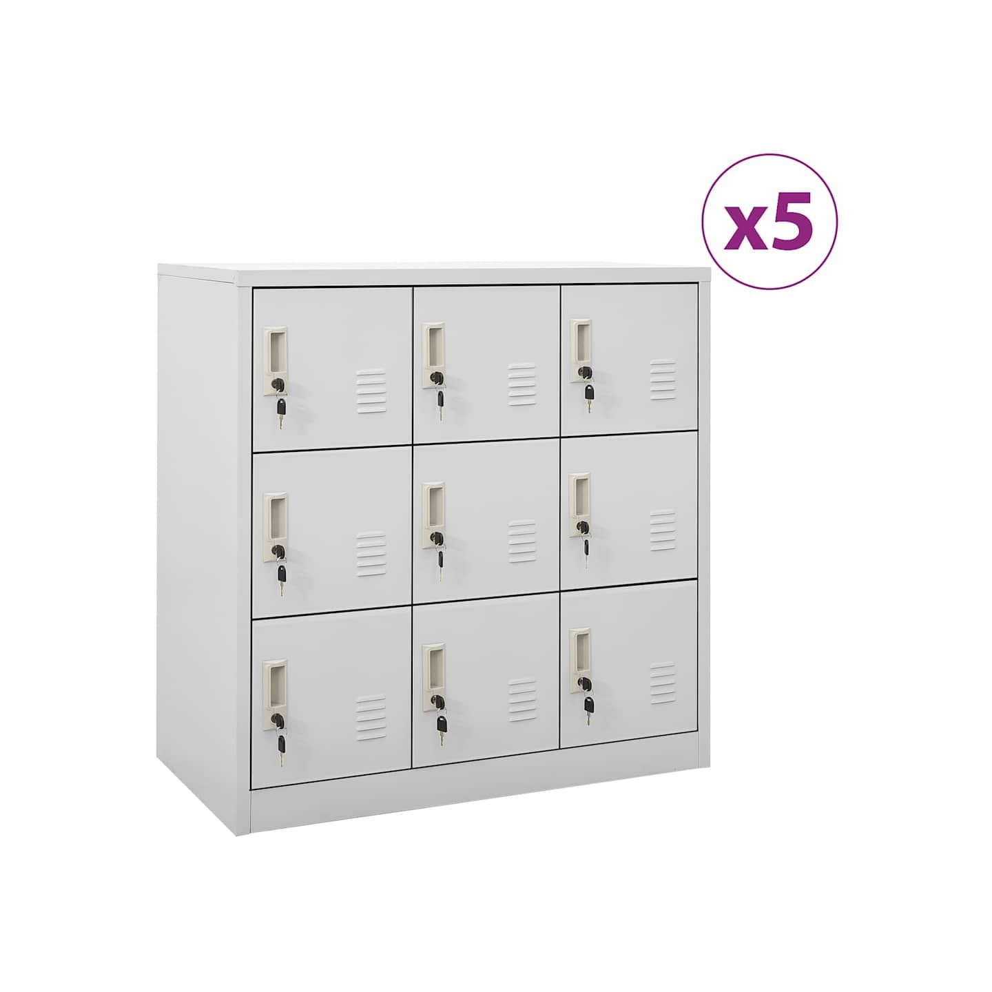 Armoires à casiers 5 pcs Gris clair 90x45x92,5 cm Acier