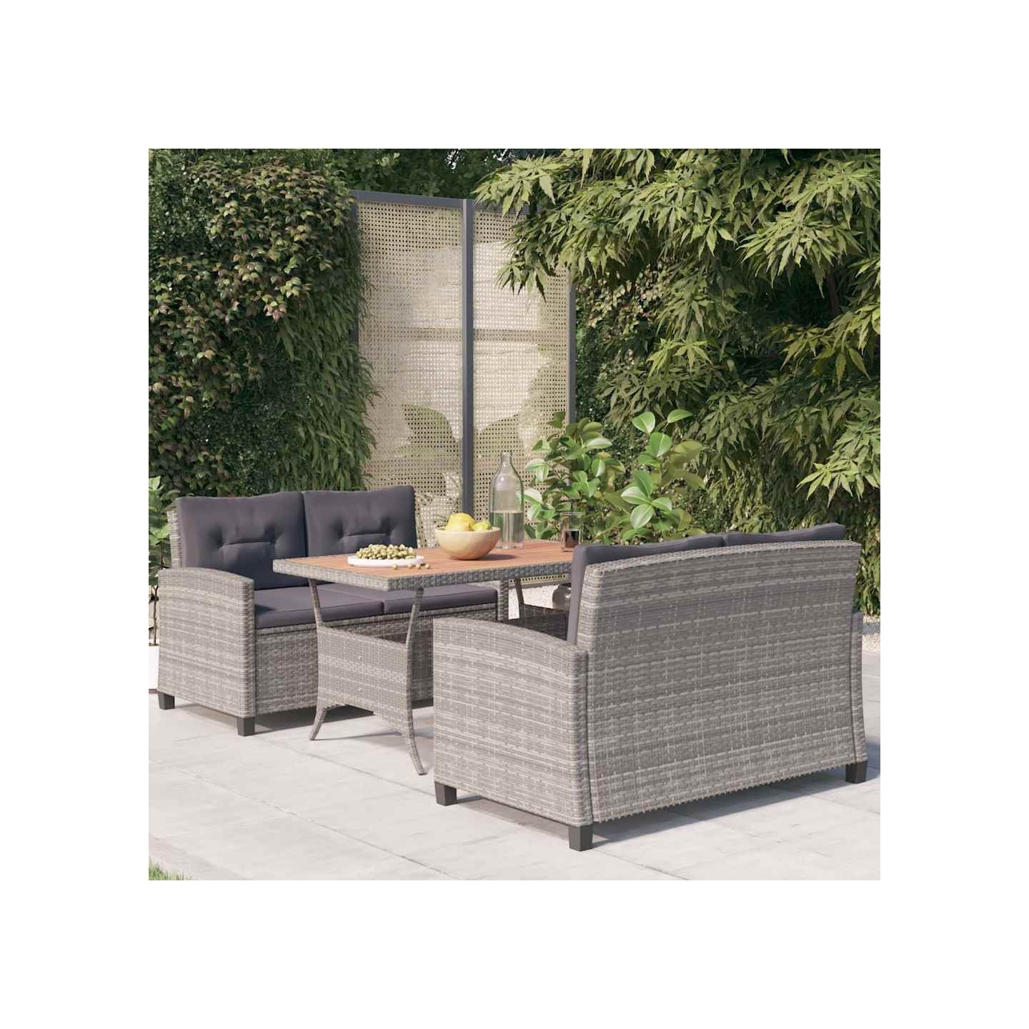 Ensemble à manger de jardin 3 pcs Résine tressée bois d'acacia