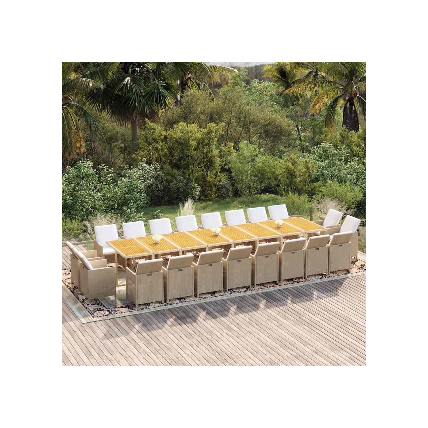 Ensemble à manger de jardin coussins 21 pcs résine tressée