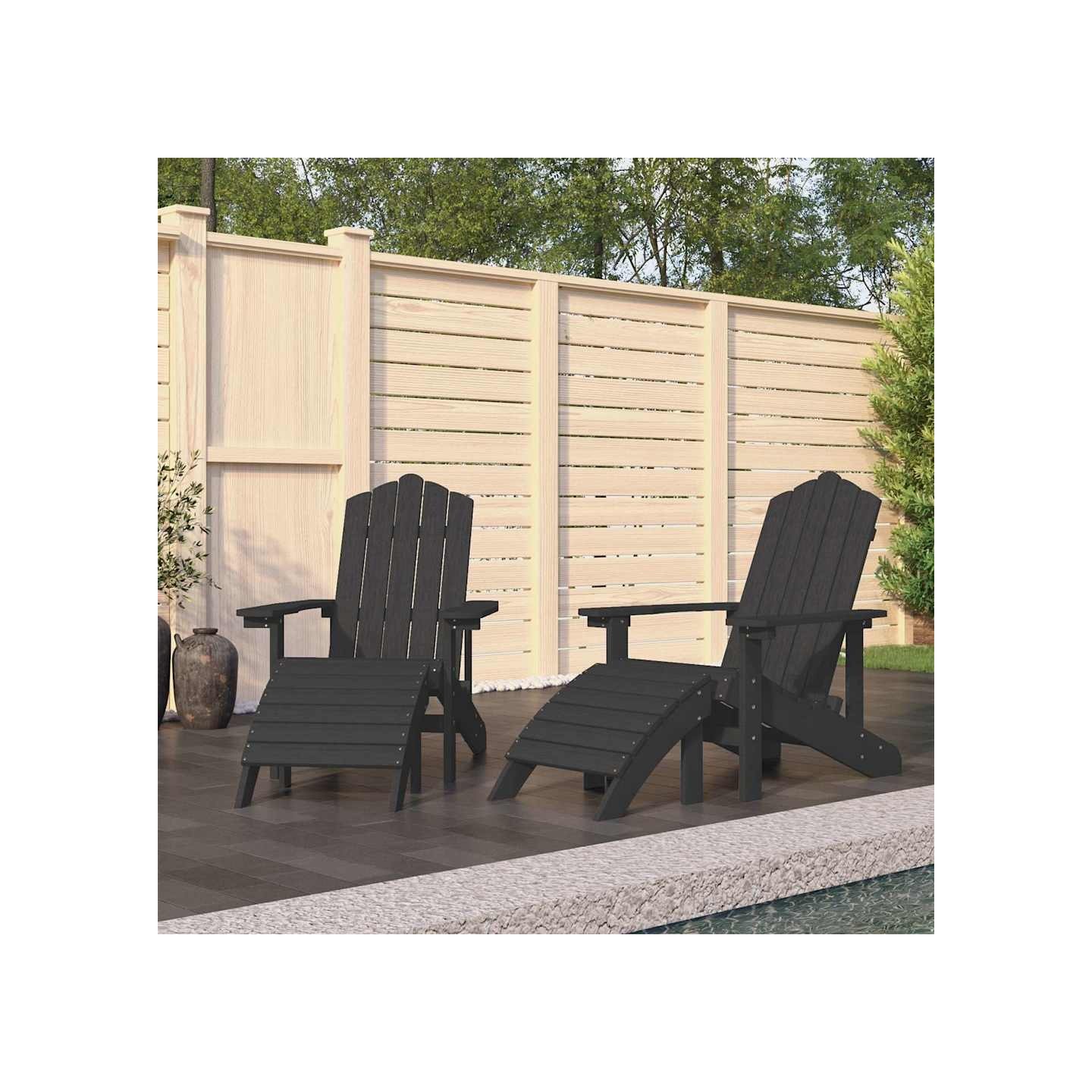 Chaises Adirondack lot de 2 avec repose-pieds PEHD Anthracite