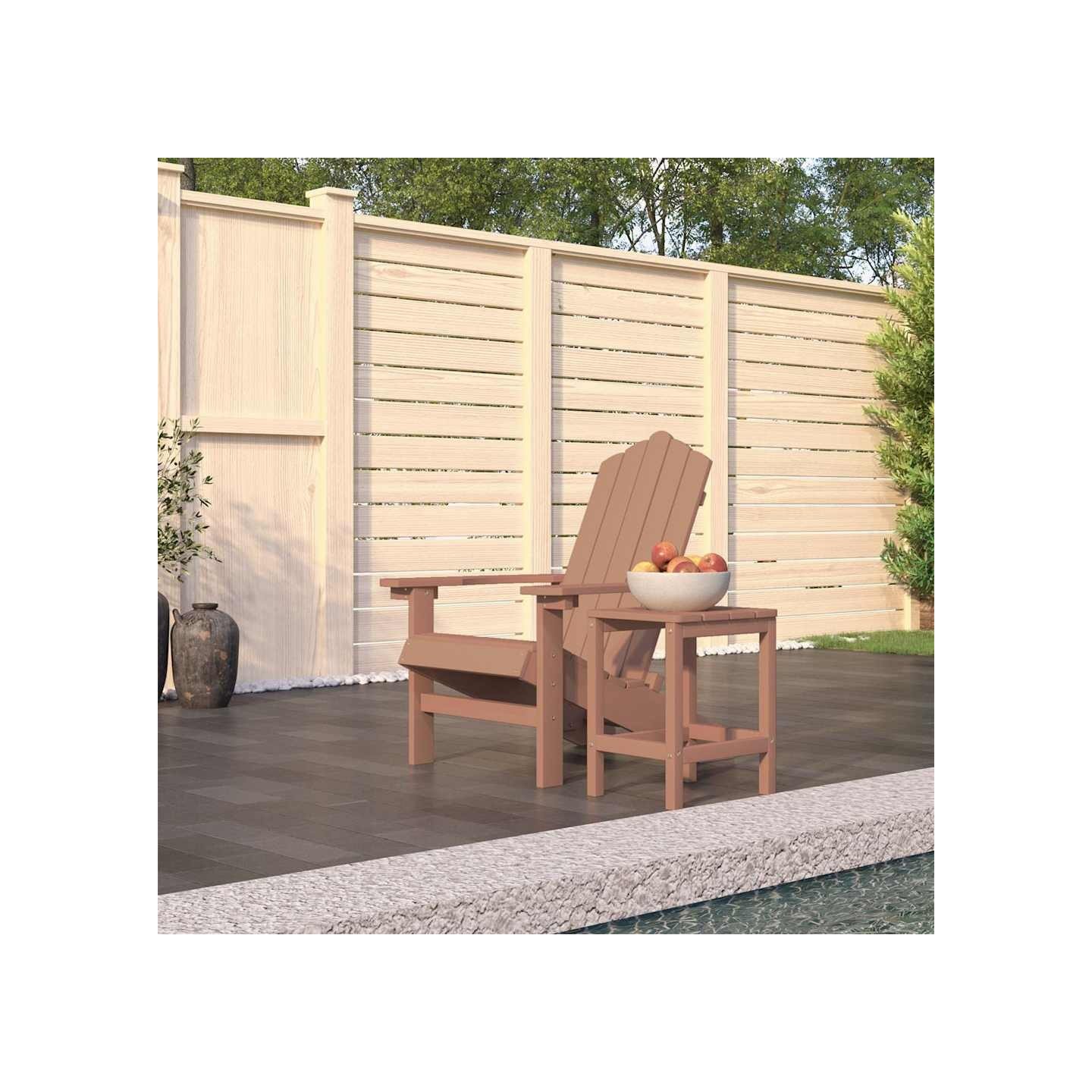 Chaise de jardin Adirondack avec table PEHD Marron