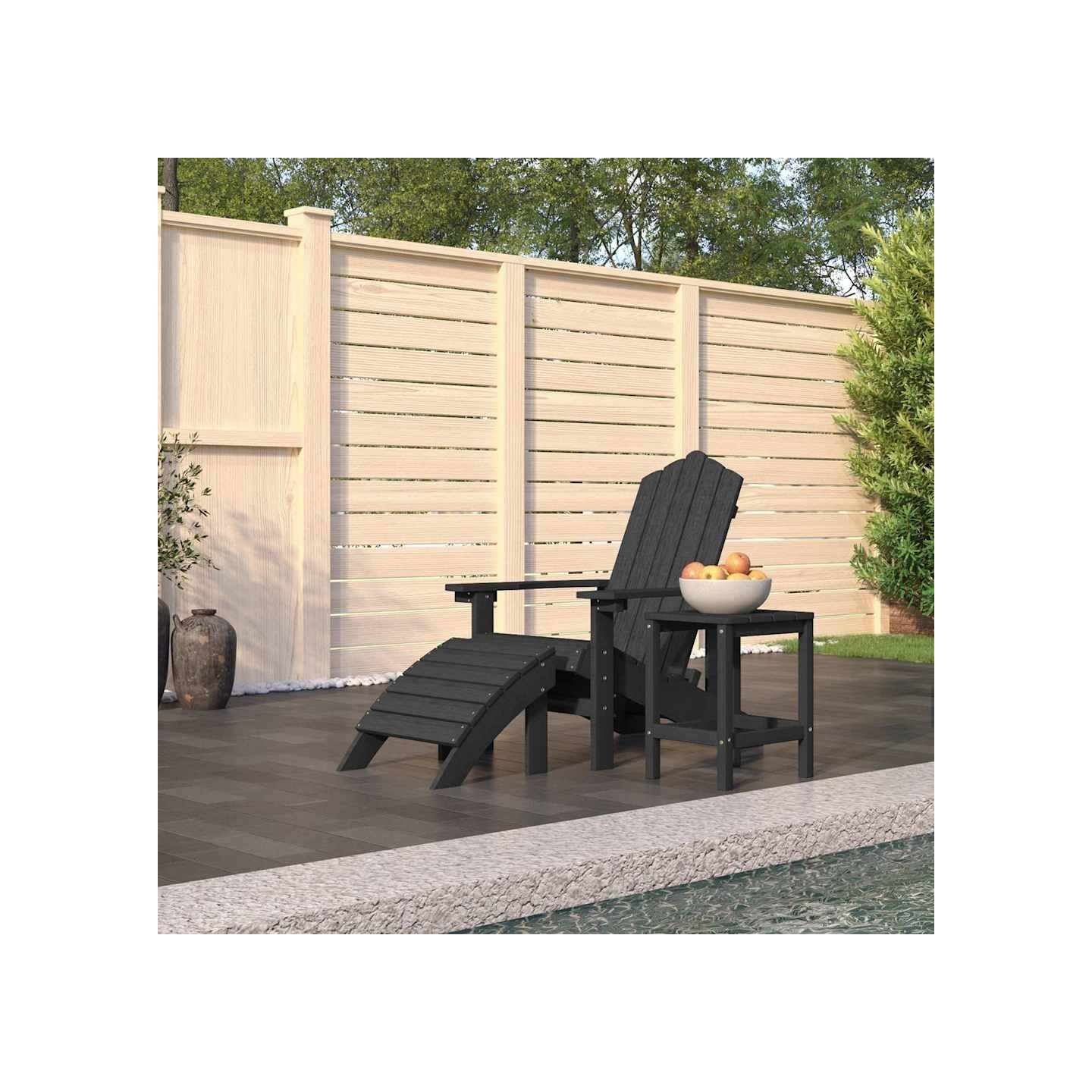 Chaise de jardin Adirondack repose-pied table PEHD Anthracite